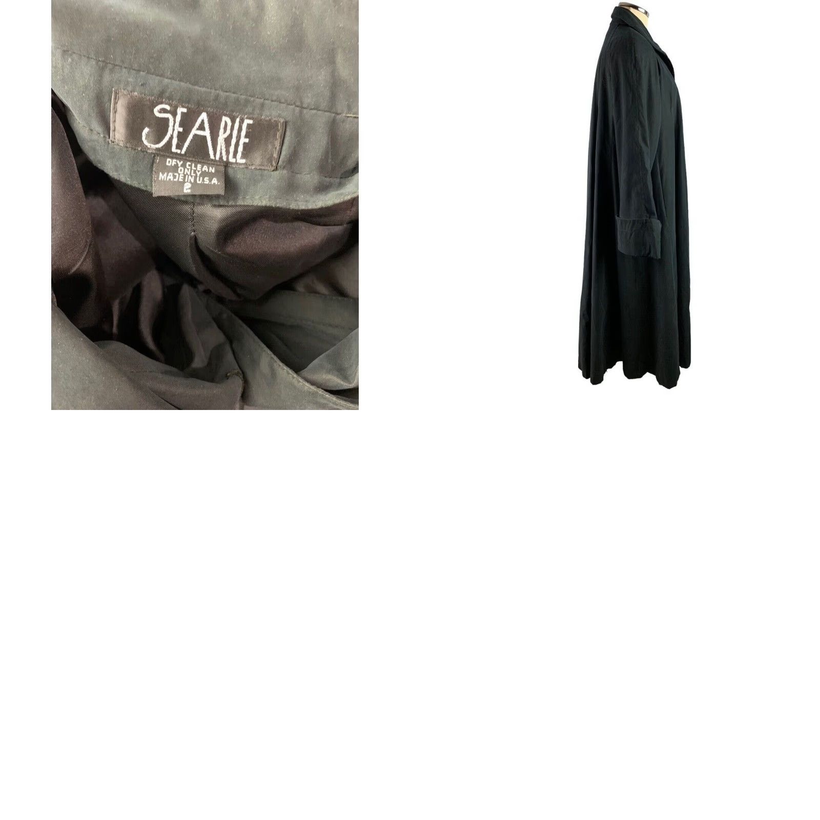 Vintage VINTAGE Searle Jacket Swing Coat Black Silk Oversized Long Women 2 1980s USA Size XS / US 0-2 / IT 36-38 - 8 Thumbnail