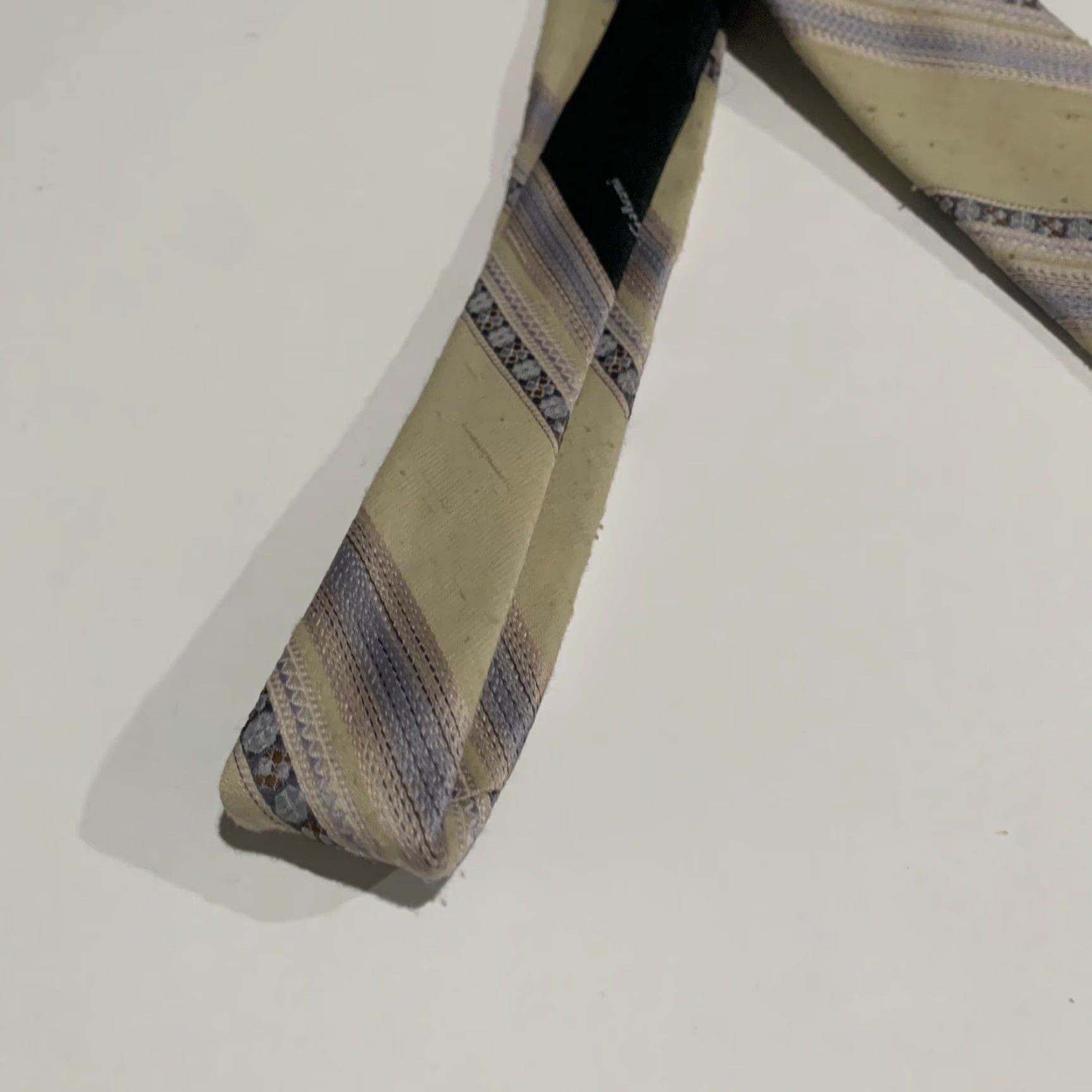 Vintage VINTAGE G Galvani Tie Men One Size Beige Blue 100% Polyester Woven Geometric Abstract Retro Classic Width Short Italy Designer Size ONE SIZE - 5 Thumbnail