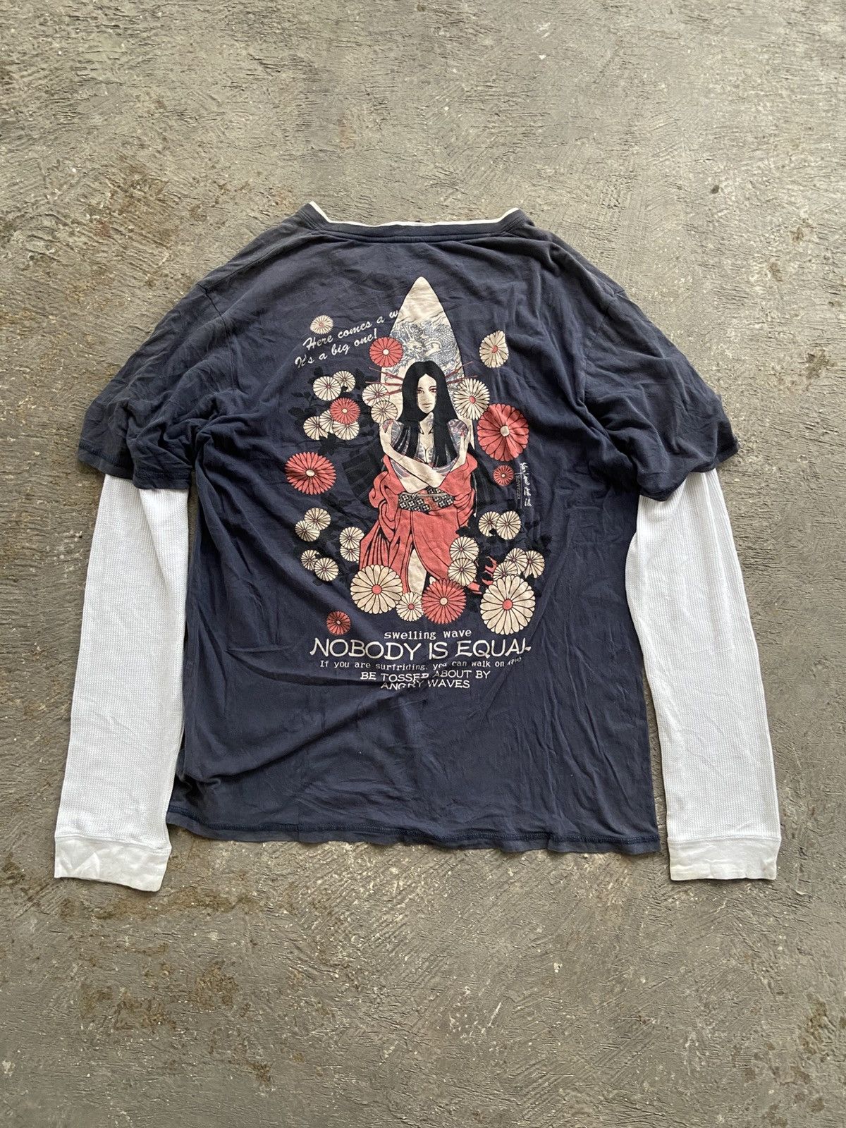 Japanese Brand 2000s Kissmark - Double Layerd Long Sleeve T-Shirt Size US L / EU 52-54 / 3 - 9 Thumbnail