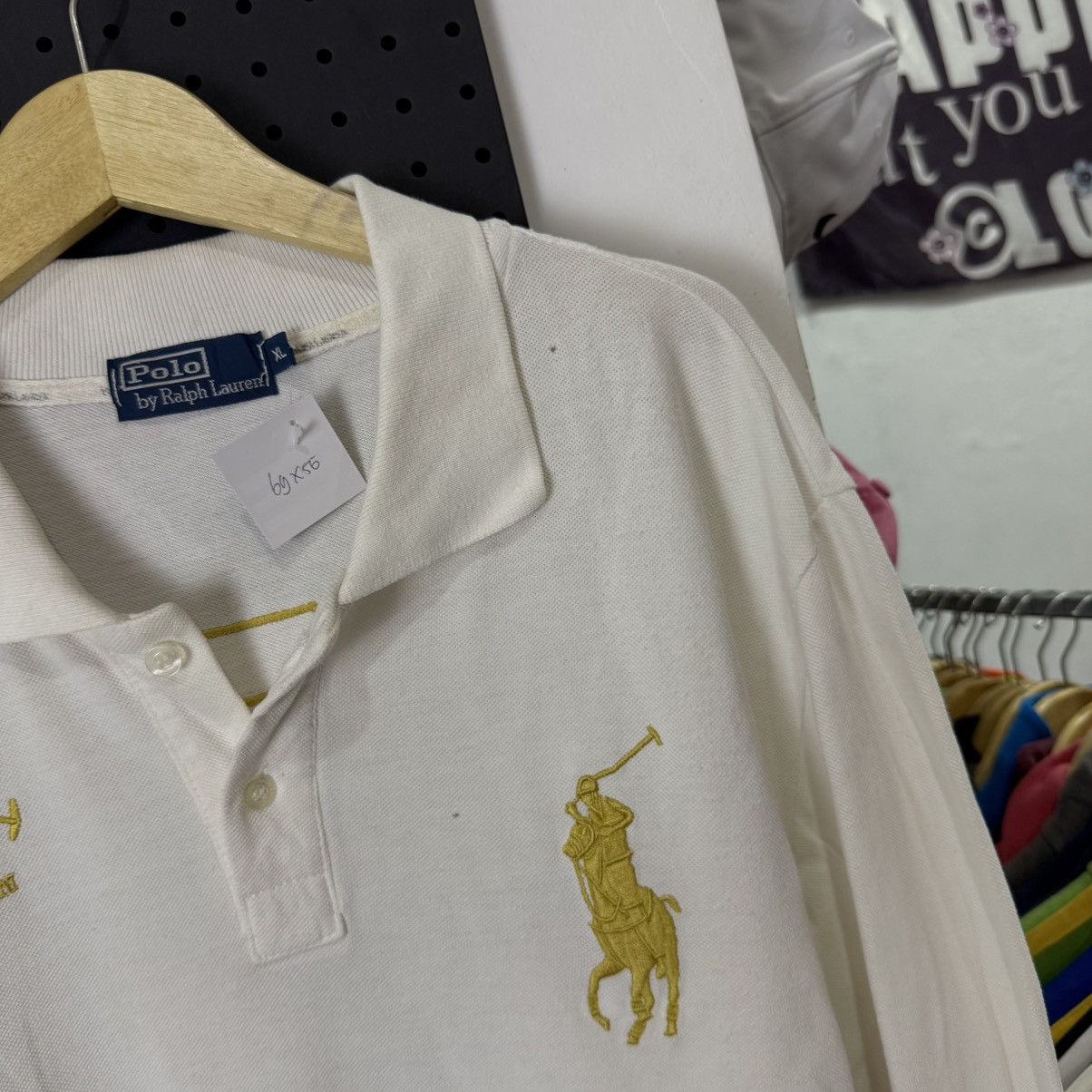 Polo Ralph Lauren POLO RALPH LAUREN golden embroidered white long poloshirt Size US XL / EU 56 / 4 - 2 Thumbnail