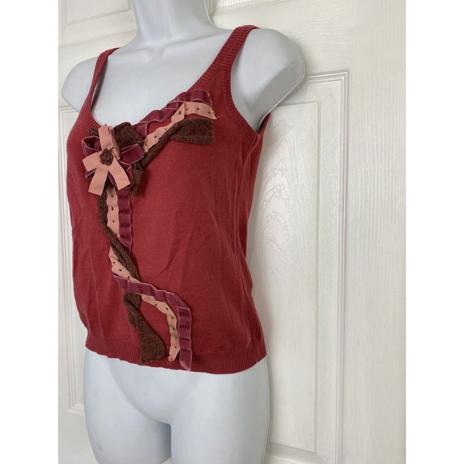 Moschino Moschino Cheap & Chic Wool Velvet Bow Camisole Blouse Pink Size M / US 6-8 / IT 42-44 - 4 Thumbnail