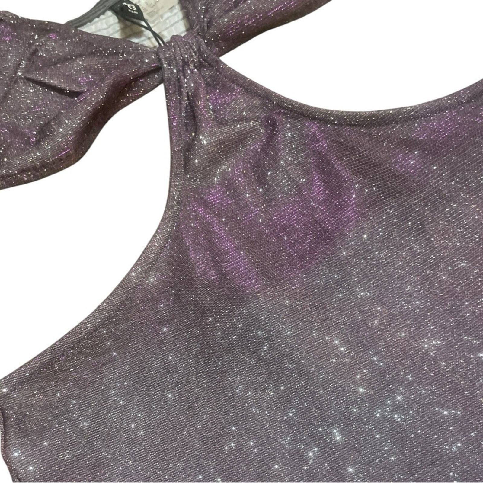 H&M NWOT H&M Divided Purple/Gray Glitter Cut Out Midi Dress Size S / US 4 / IT 40 - 5 Thumbnail