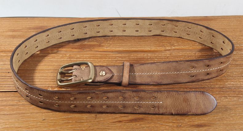 Leather × Vintage Double Prong Buckle Wide Belts Size ONE SIZE - 4 Thumbnail