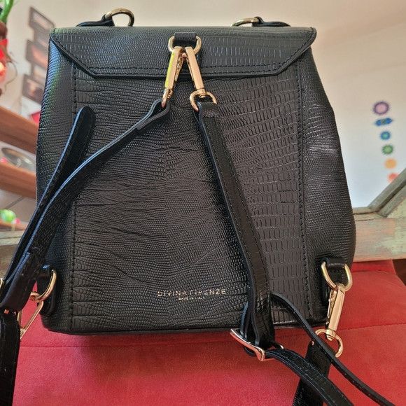 Other Divina Firenze Black Leather Backpack Crossbody Bag Size ONE SIZE - 5 Thumbnail