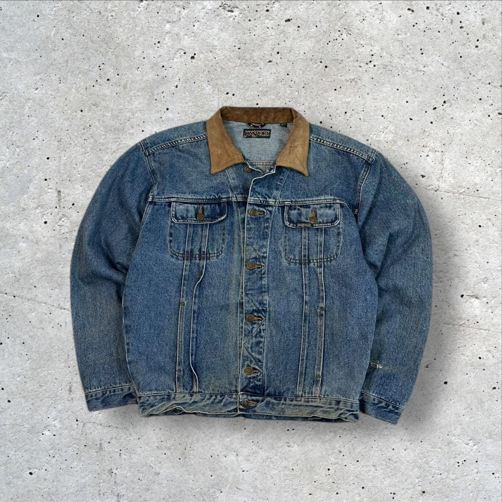 Jansport × Vintage Vintage Jansport Denim Trucker Jacket Size US L / EU 52-54 / 3 - 1 Thumbnail