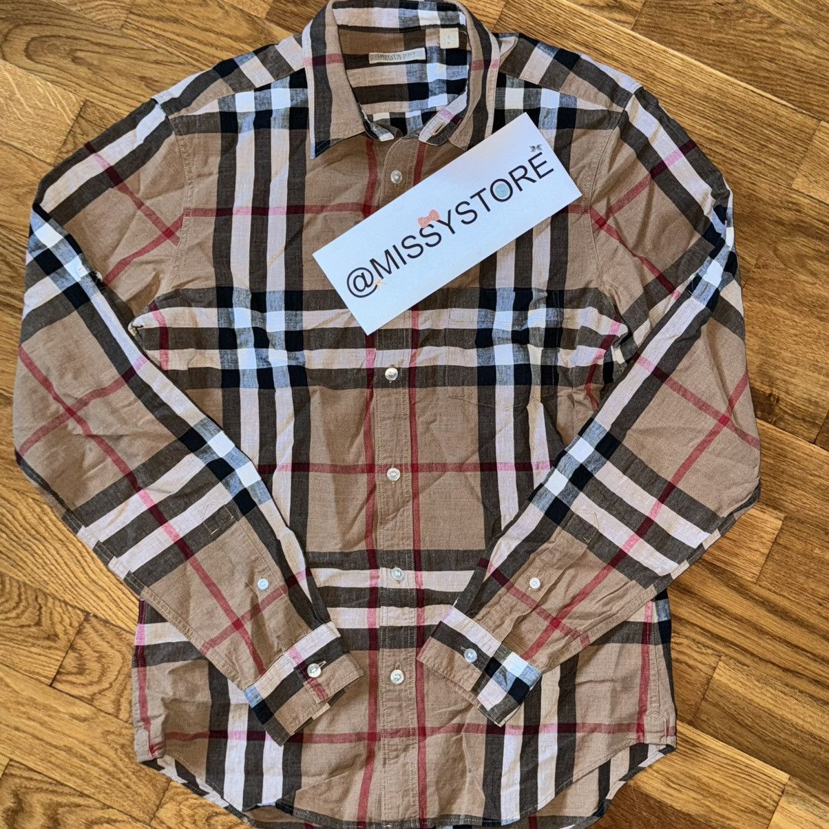Burberry × Burberry Prorsum × Designer Burberry Nova Check Pattern Linen Shirt Brown Size US S / EU 44-46 / 1 - 13 Thumbnail