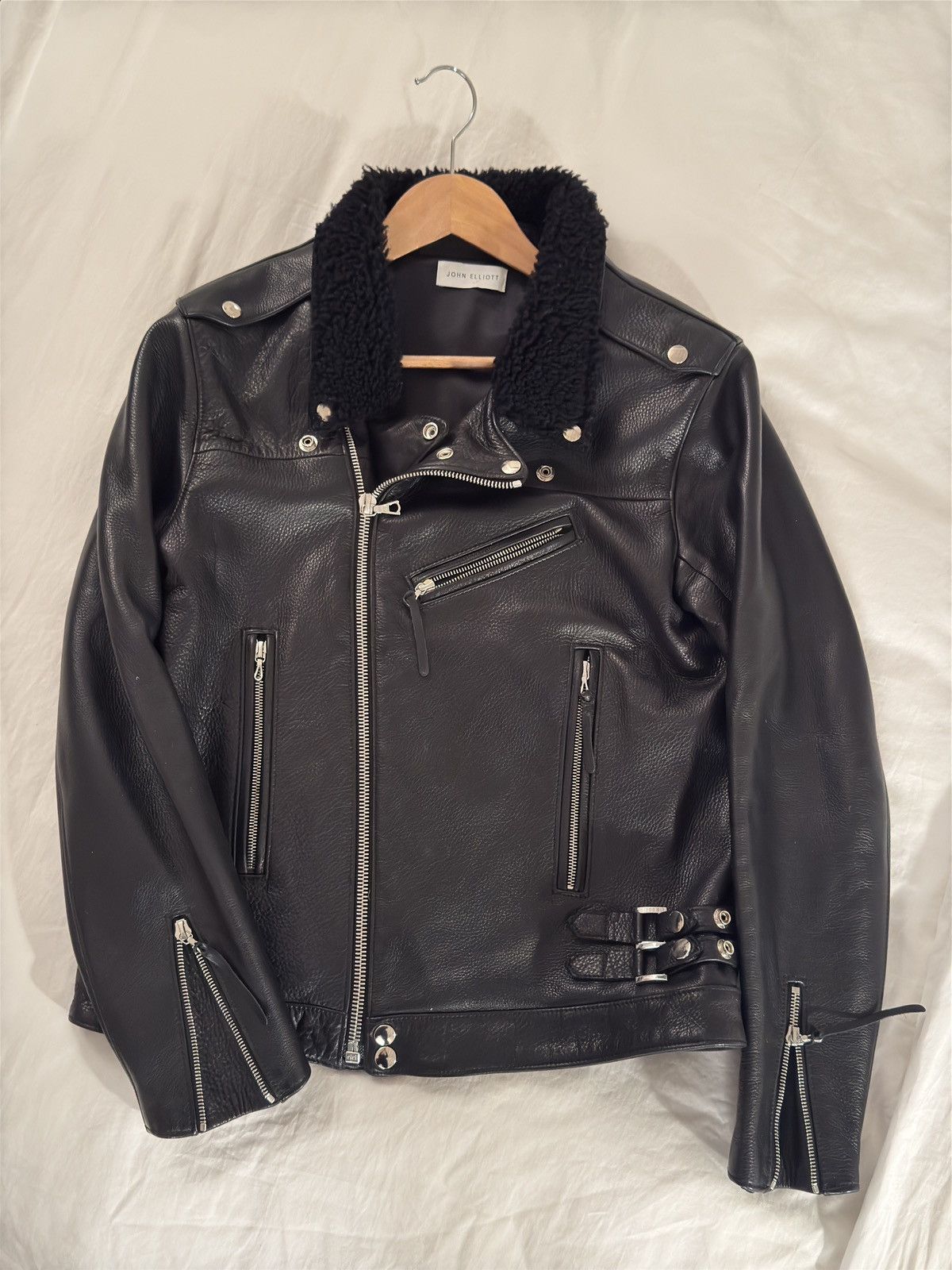 John Elliott John Elliott Shearling-Collar Leather Biker Jacket - rare Size US M / EU 48-50 / 2 - 10 Thumbnail