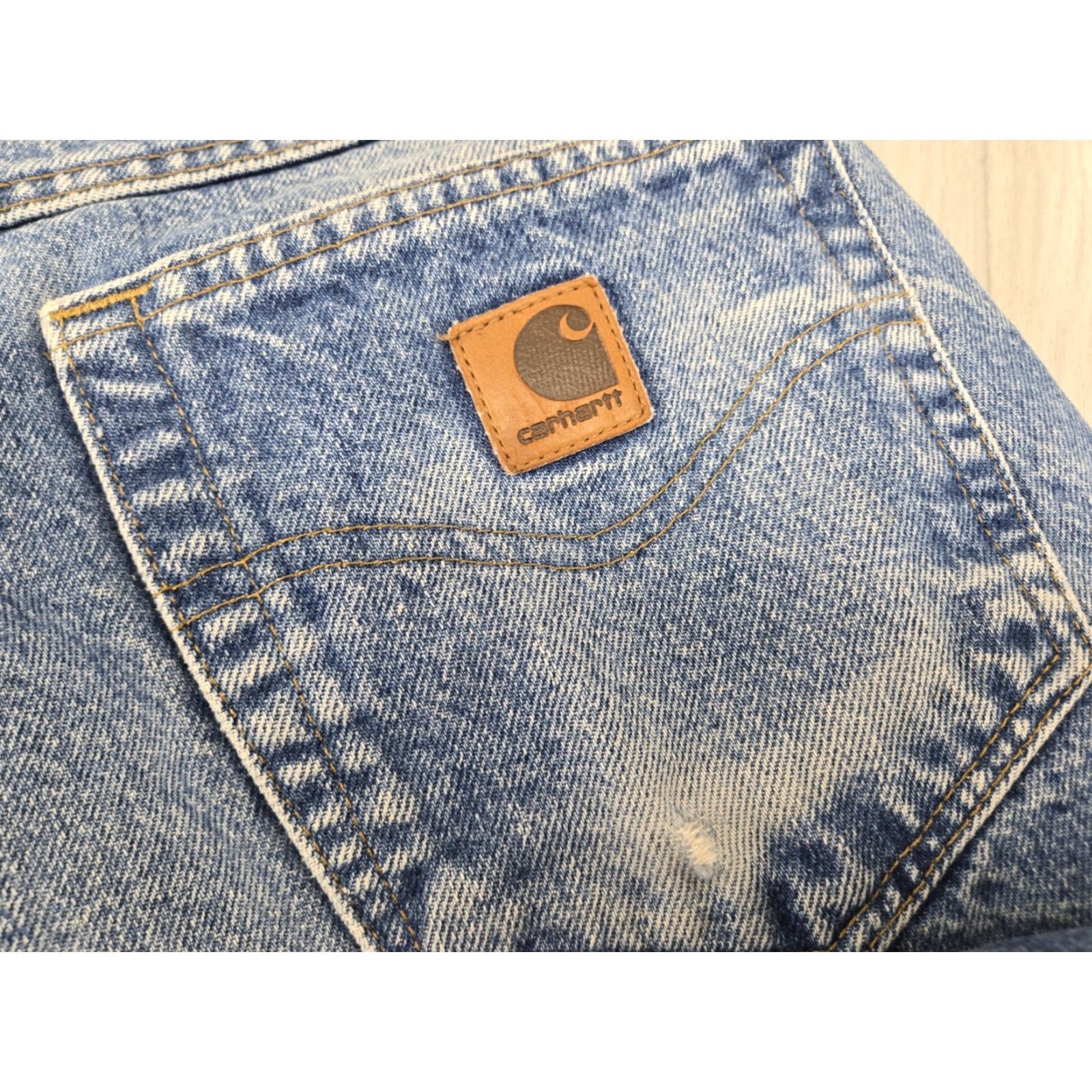 Carhartt Carhartt Jeans Distressed? No. Mens Denim Relaxed Fit Blue 44 x 30 B160 DTS - 5-Pocket Workwear Cotton Belt Loops Vintage? No Size US 44 / EU 60 - 4 Thumbnail