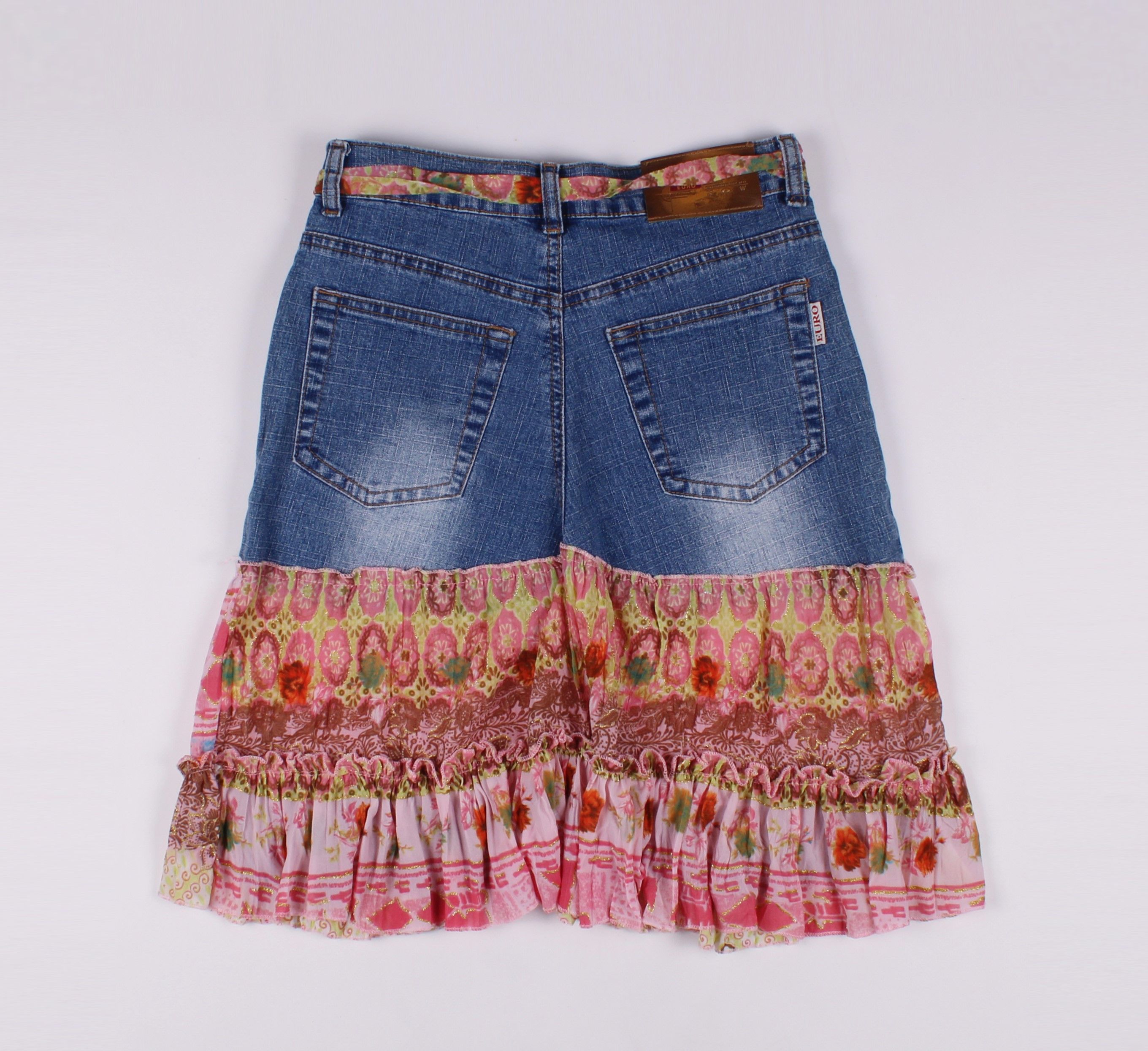 Vintage Vintage Y2K Yendi Paris Boho Denim Skirt Size 26" / US 2 / IT 38 - 7 Thumbnail