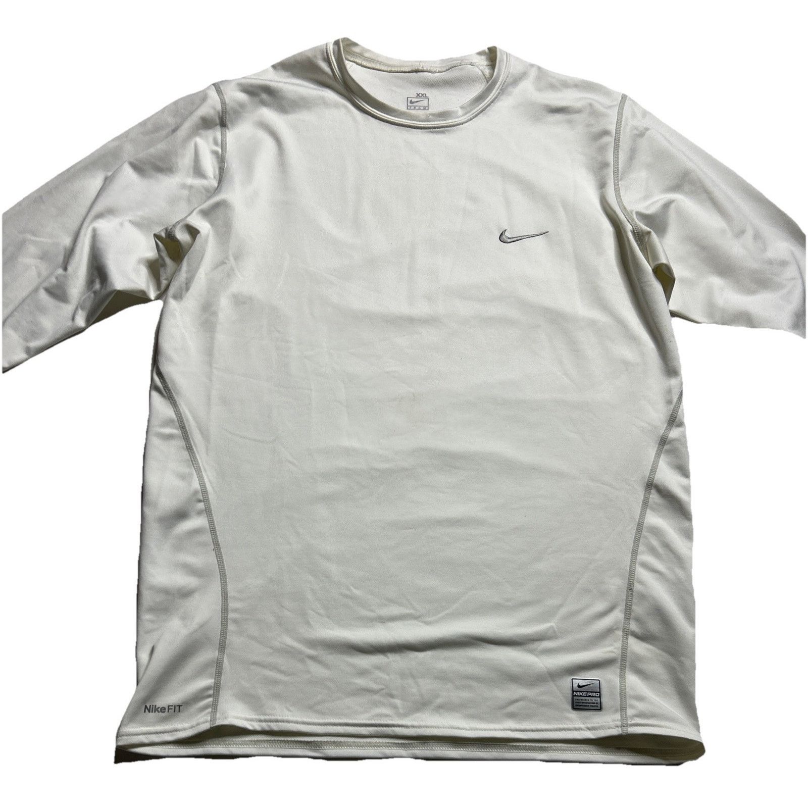 Nike Nike Pro Shirt Long Sleeve Dri Fit Ivory Men Size 2XL Size US XXL / EU 58 / 5 - 2 Thumbnail