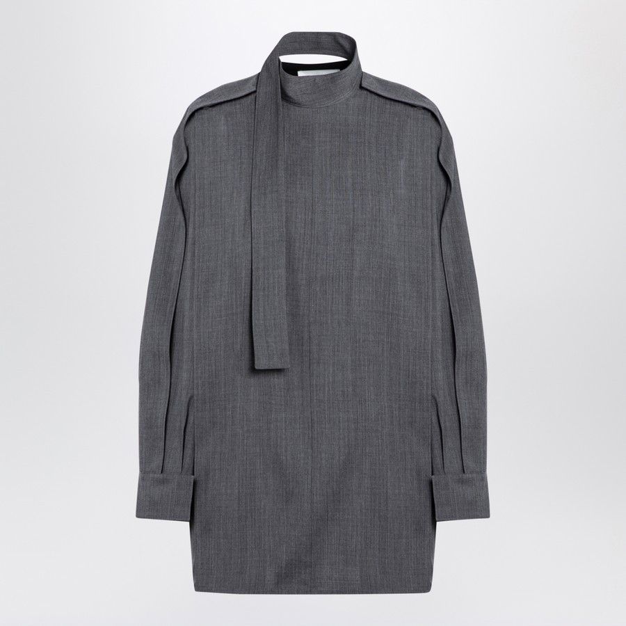 o1d2blof0824 Wool Shirt With Scarf in Grey