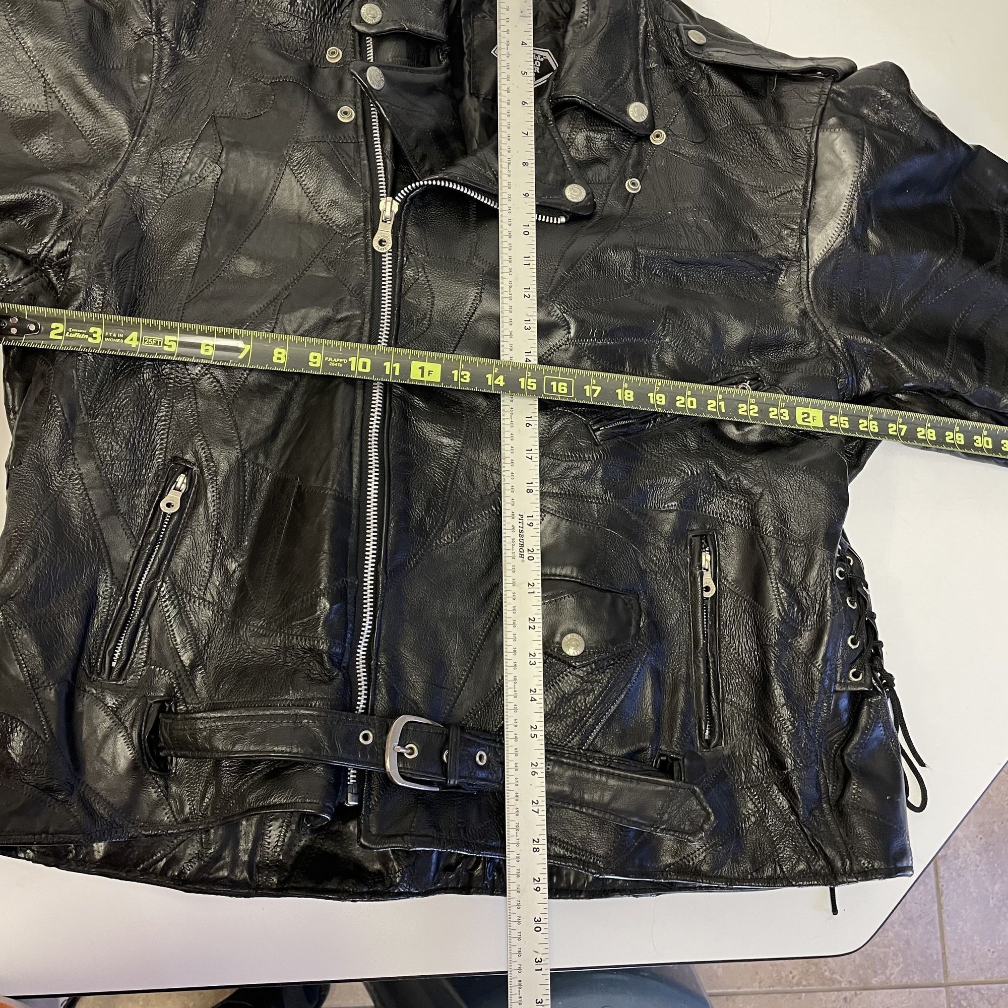 Other Vtg Diamond Plate BUFFALO Leather MOTORCYCLE Jacket Size US XXL / EU 58 / 5 - 8 Thumbnail