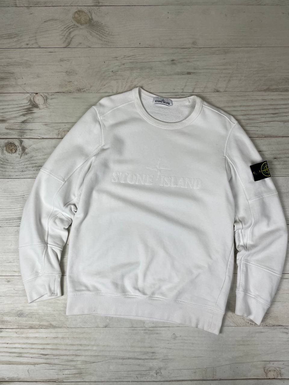 Stone Island Garment Dyed Intarsia Logo Sweatshirt