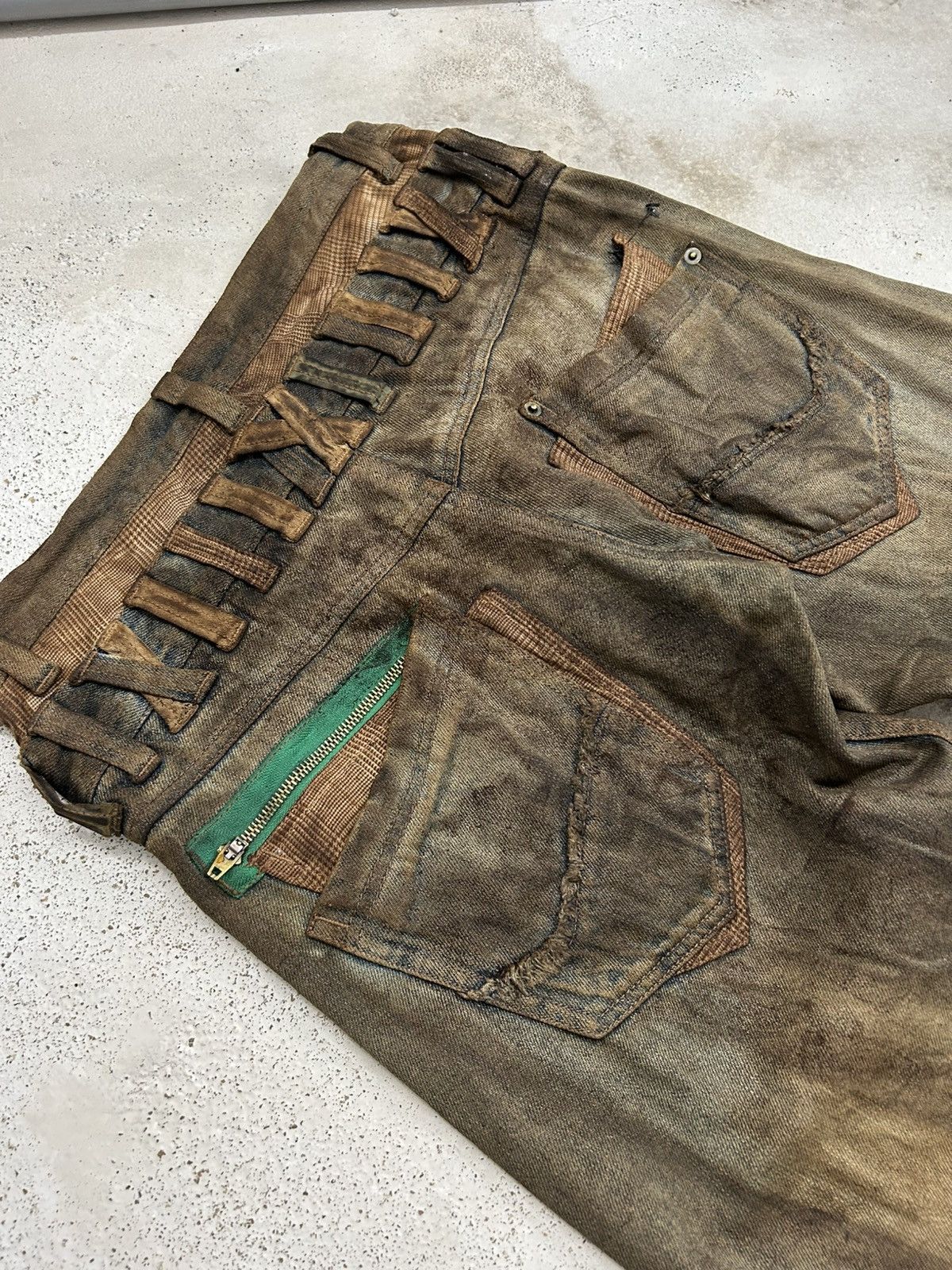 GOSTAR DE FUGA Vintage Normanbros Japan Double Waist Mud Washed Dirty Size US 31 - 18 Thumbnail