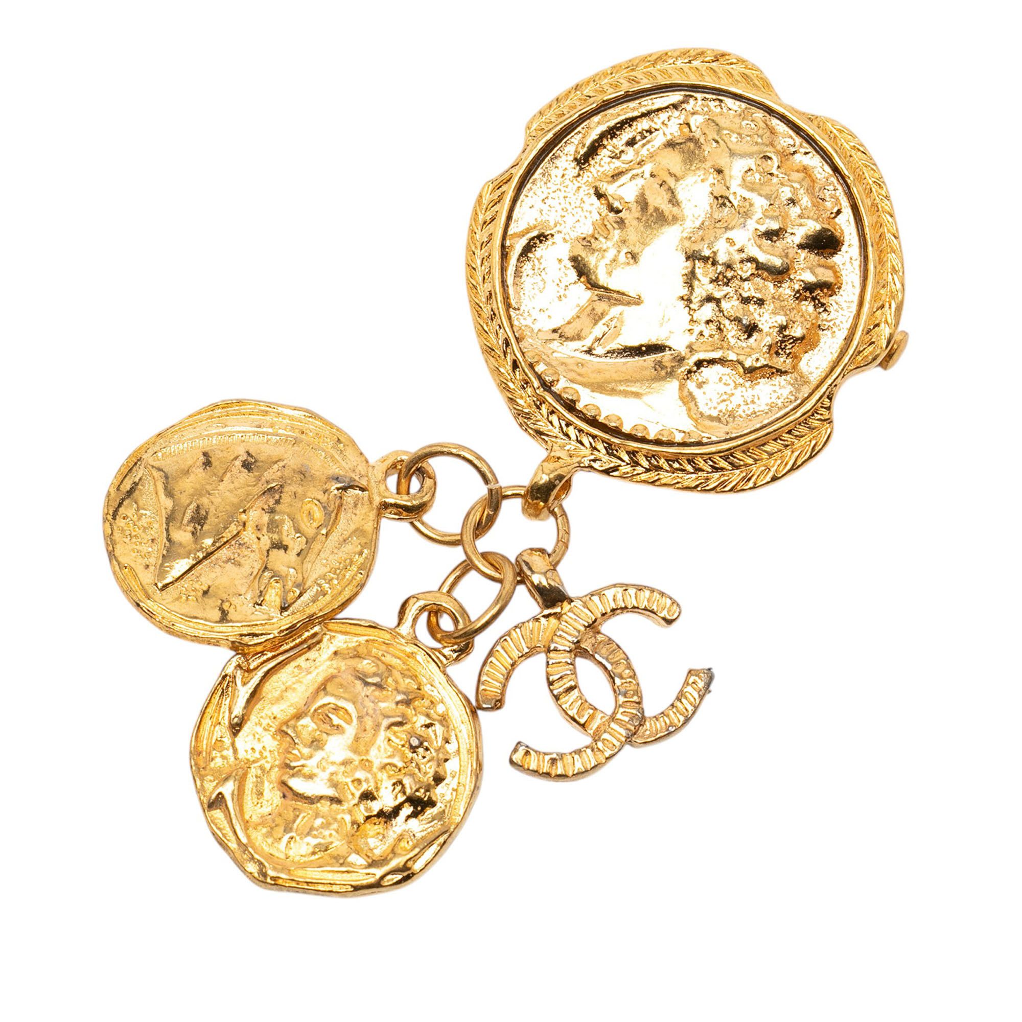 Chanel Chanel CC Gold Plated Coin Charm Brooch Size ONE SIZE - 1 Thumbnail