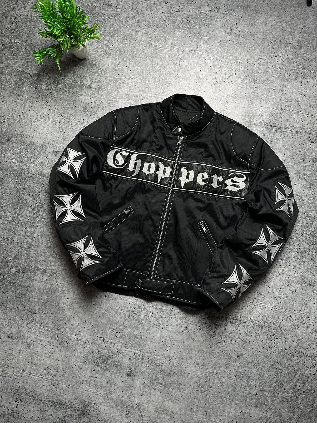image of Vintage Weast Coast Choppers Leather Biker Moto Y2K Jacket in Black, Men's (Size Medium)