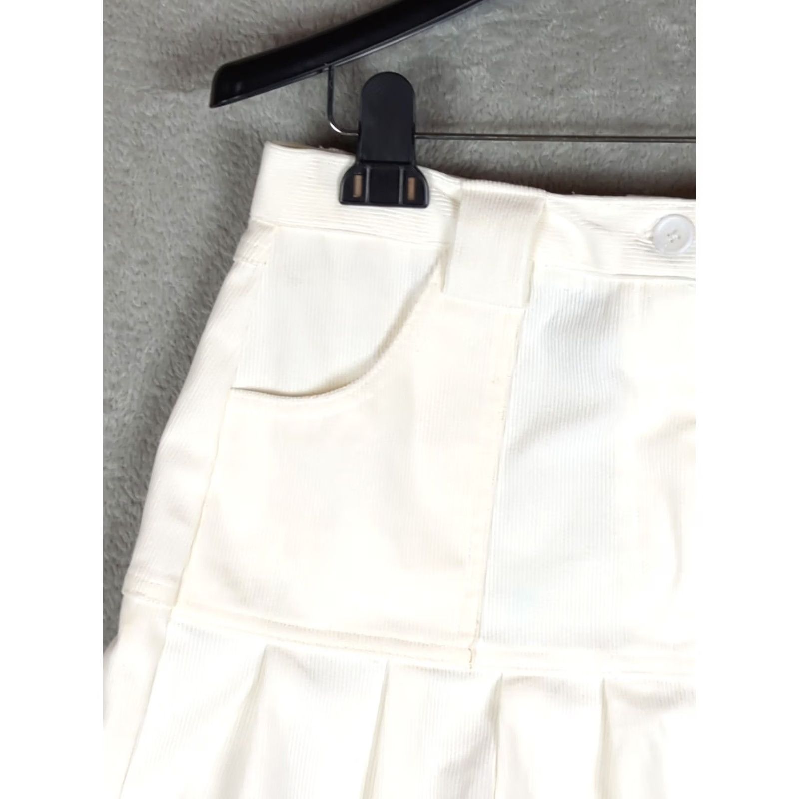 Vintage Sincerely Jules Skirt Mini Corduroy Pleated White Winter Medium M Womens Pockets Short Fall Winter Academia Preppy Zip Size 32" / US 10 / IT 46 - 3 Thumbnail