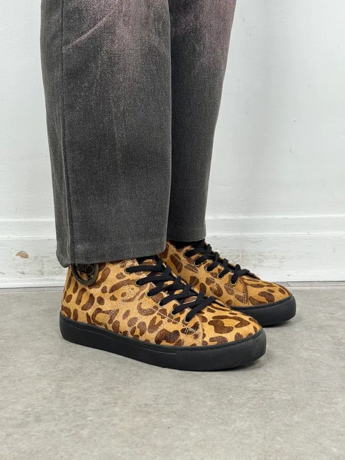 Just Cavalli Cavalli Pony Hair Leopard High Leather Sneakers Size US 9 / EU 42 - 3 Thumbnail