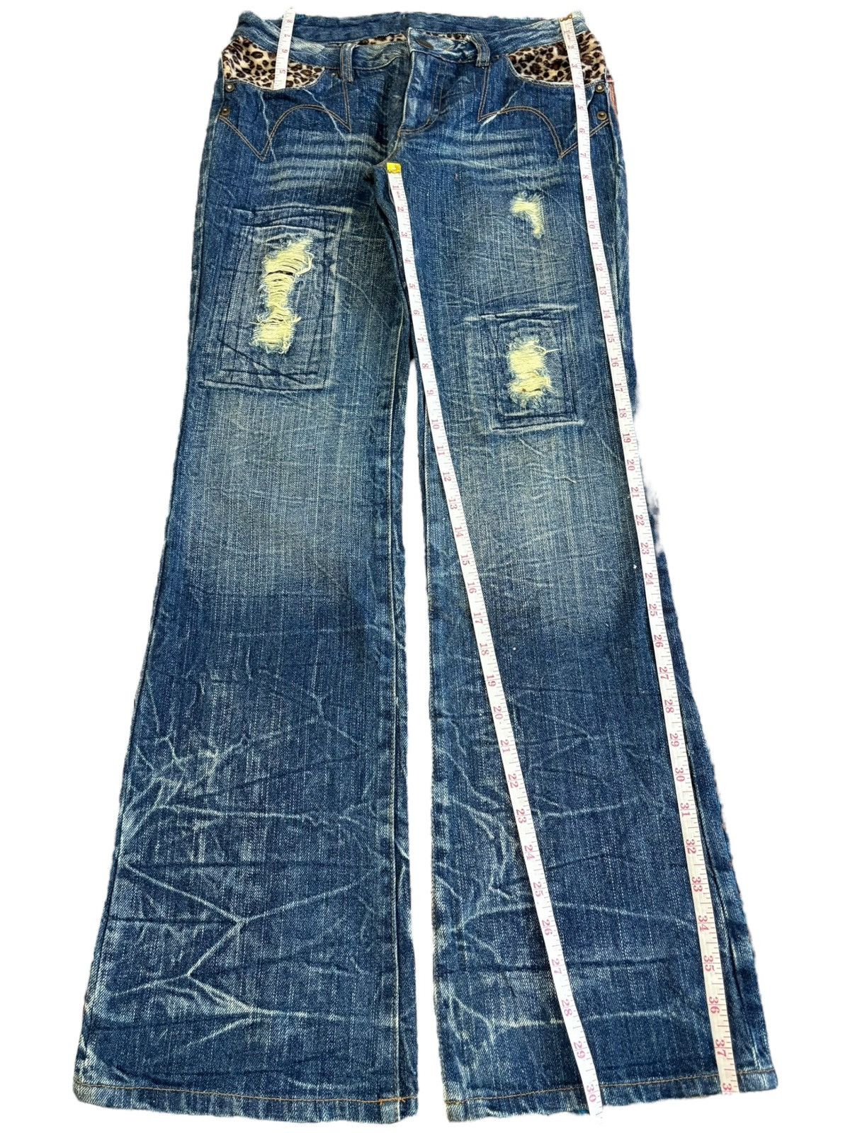 Hysteric Glamour Vintage Japanese Brand Distress Low Rise Flare Jeans Size 28" / US 6 / IT 42 - 7 Thumbnail