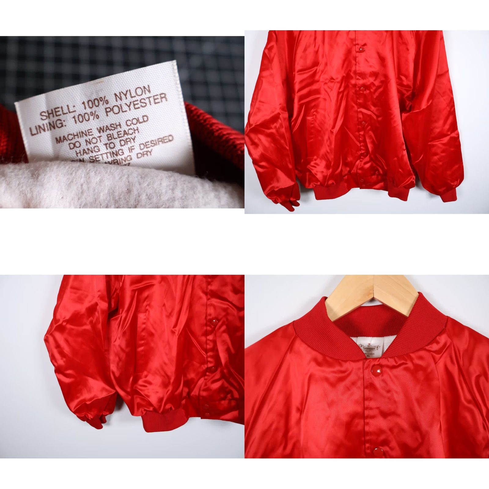 Vintage VINTAGE Auburn Satin Bomber Jacket Men XL Red USA Made Snap Button 80s Retro Lined Pockets Size US XL / EU 56 / 4 - 8 Thumbnail