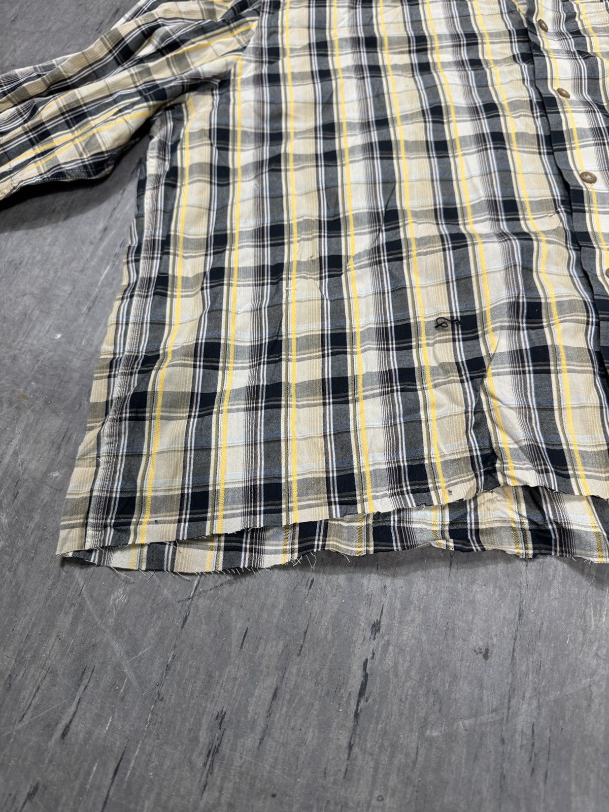 Japanese Brand ᶠᵃⁿᶜʸᵍᵘʸBOXY Trashed Shirt Vintage Cropped Button Up 90s 80 Size US M / EU 48-50 / 2 - 4 Thumbnail