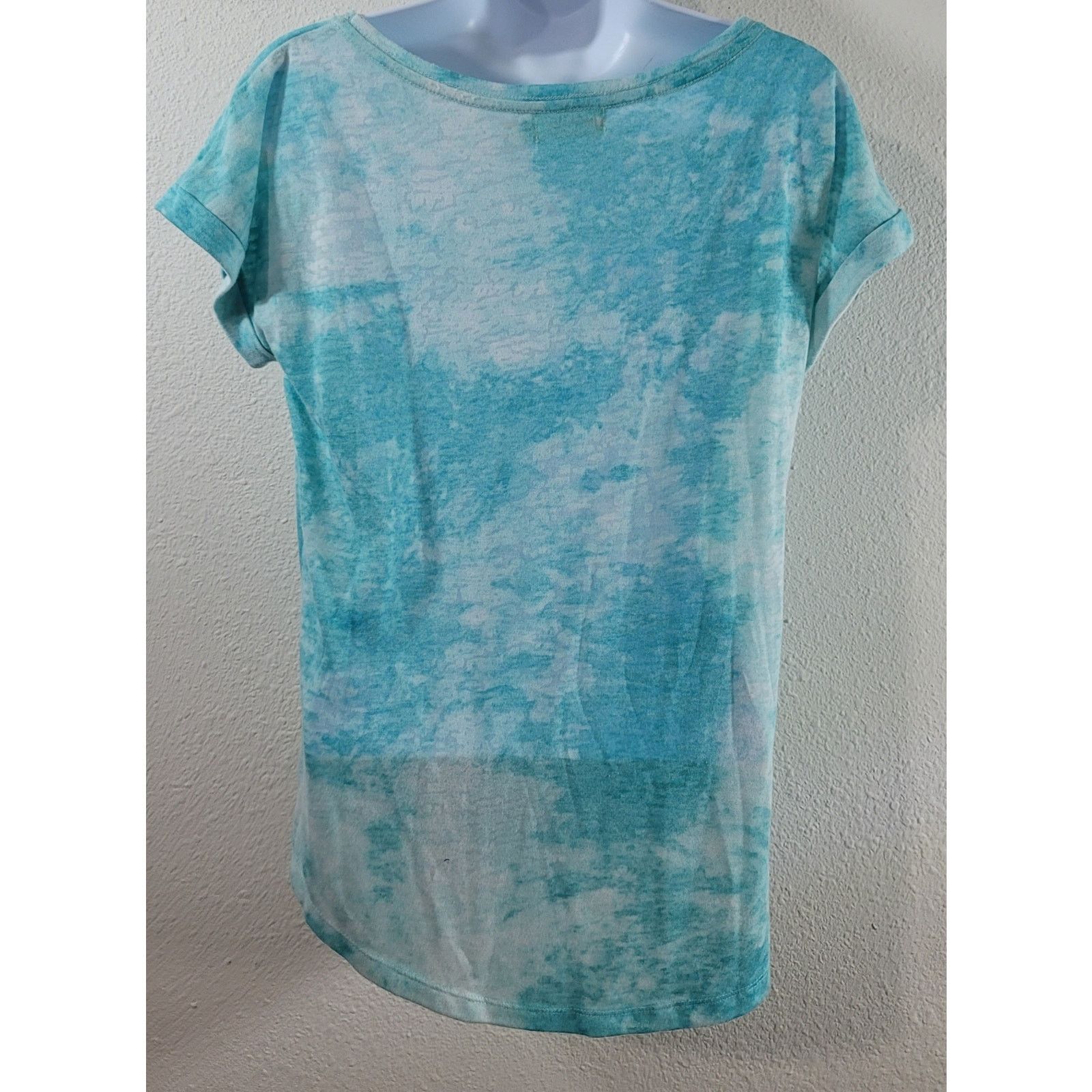 Faded Glory Faded Glory Teal Blue White Burnout Tie Dye Top Medium 8 10 Size M / US 6-8 / IT 42-44 - 3 Thumbnail