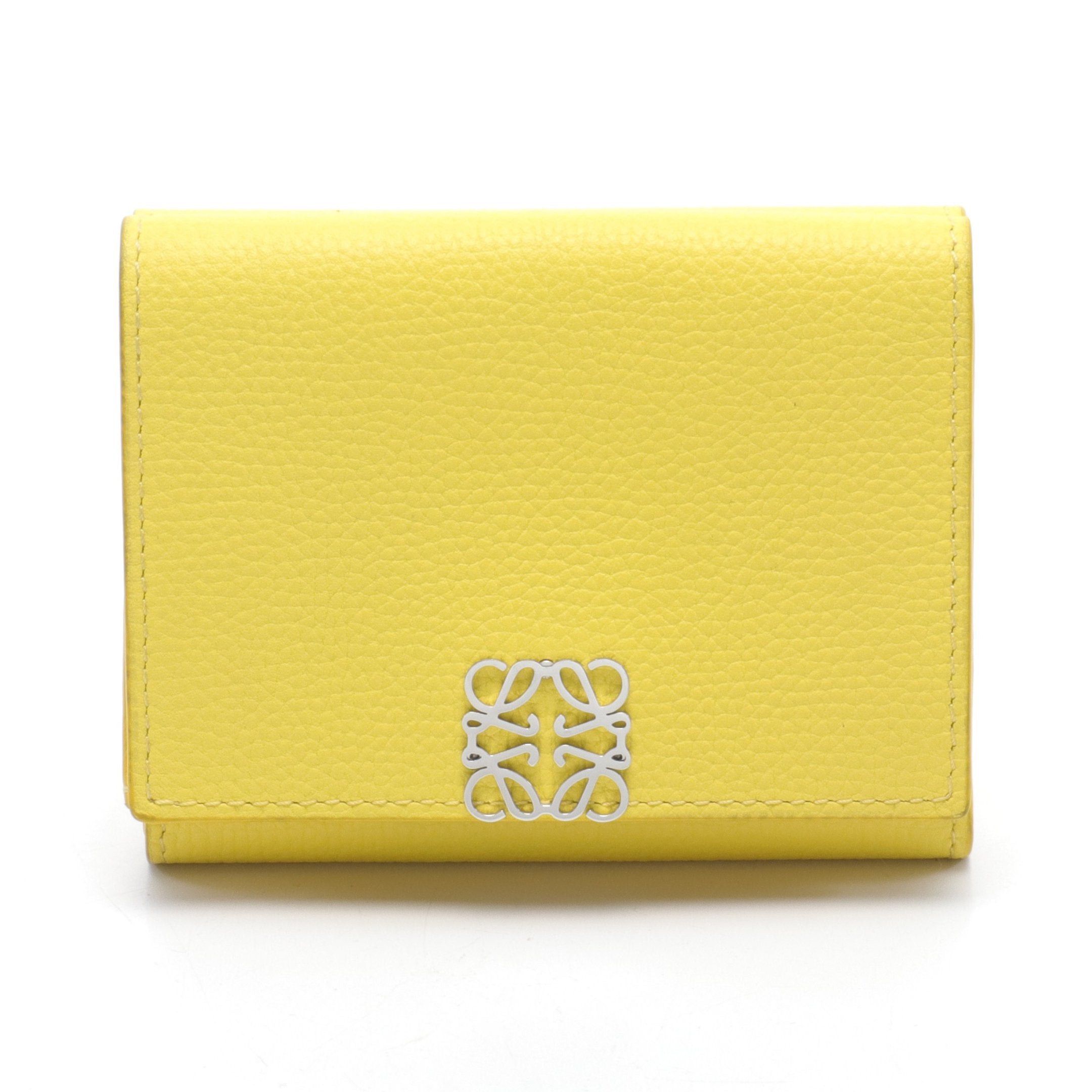 image of Loewe Anagram Trifold Wallet Trifold Wallet Compact Wallet Leather Yellow, Women's