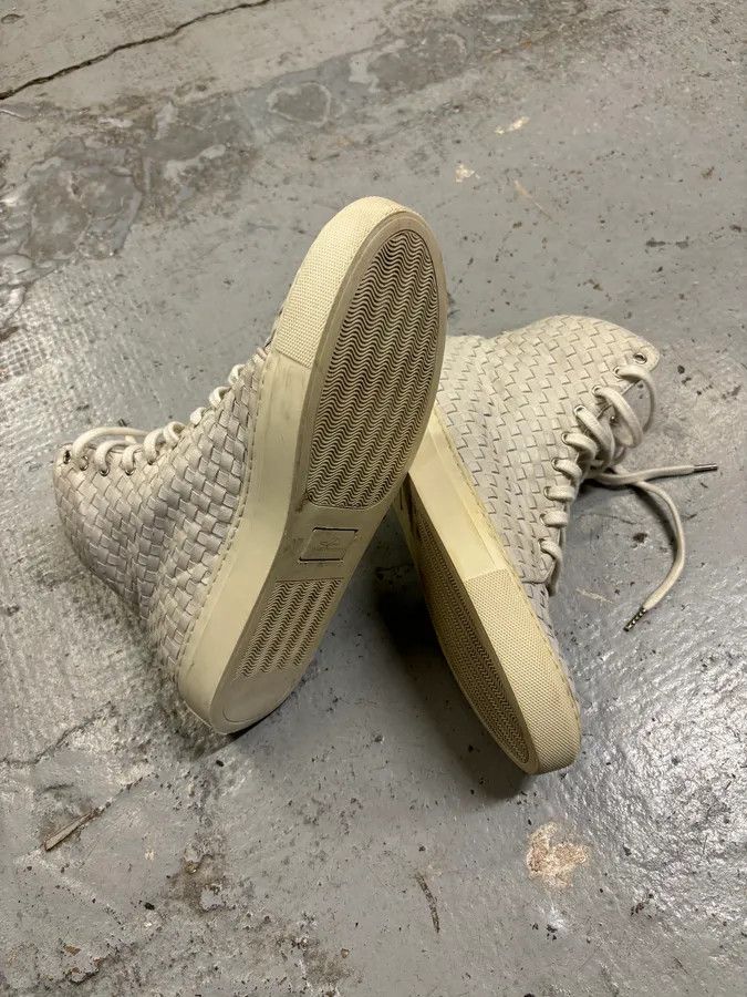 The Last Conspiracy The Last Conspiracy Cream Leather Woven High-Top Sneakers Size US 9 / IT 39 - 9 Thumbnail
