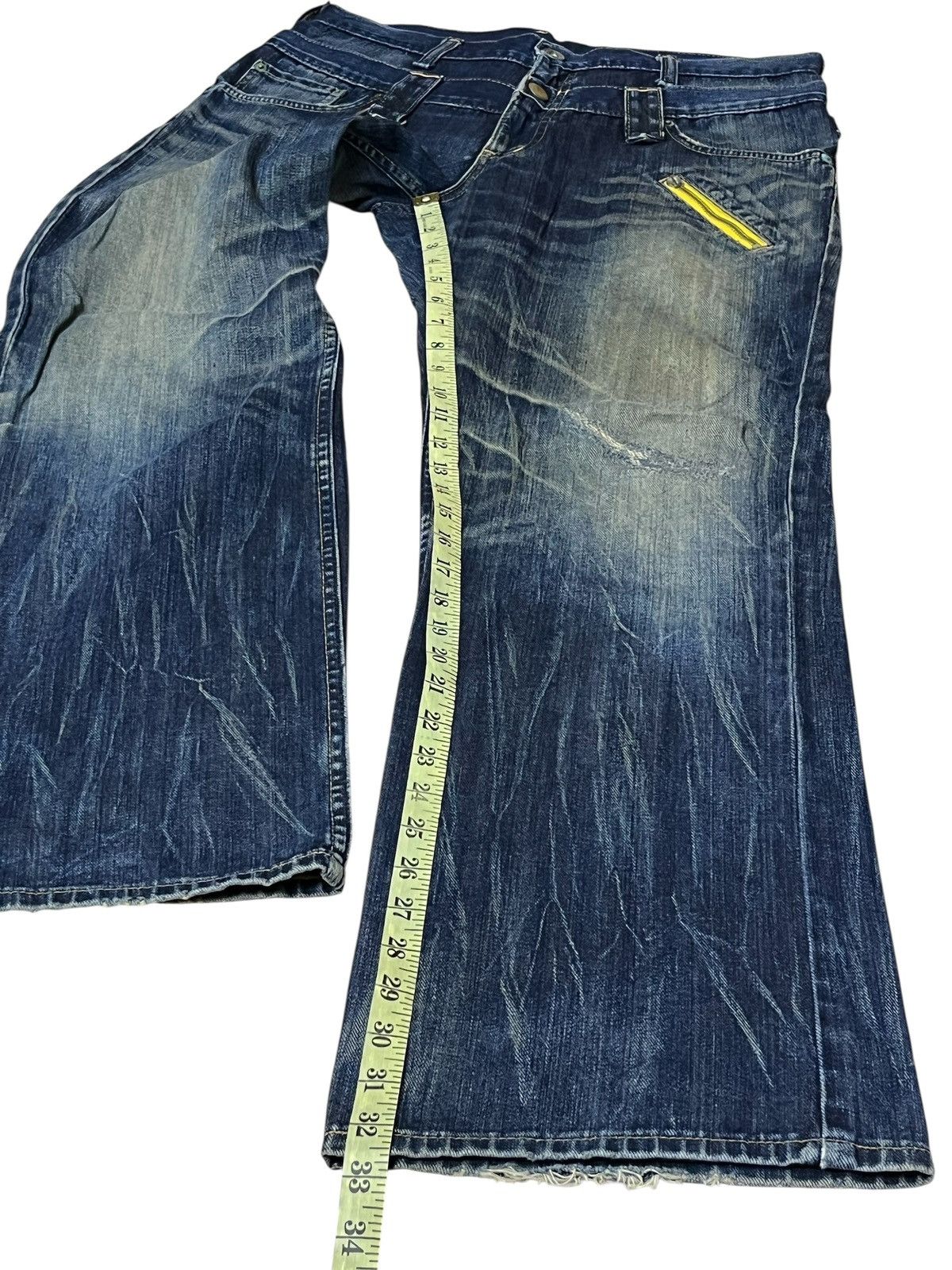 Wrangler Vintage 90s Japanese WRANGLER double waist distressed jeans Size US 34 / EU 50 - 20 Thumbnail