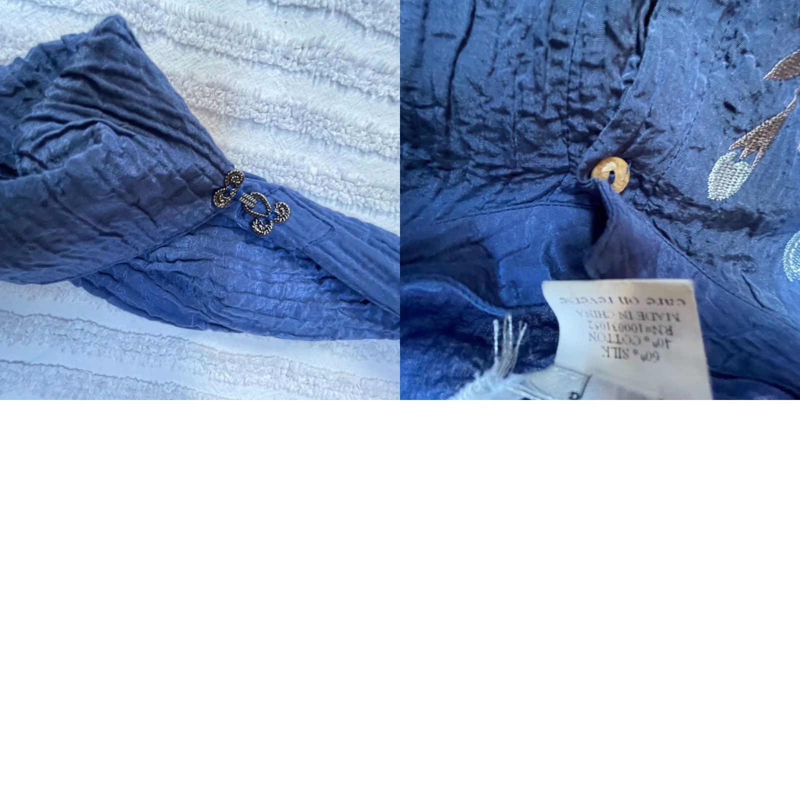 Nique Citron Santa Monica Womens Unique Buttons Long Sleeve Crinkle Top Blue Medium Size M / US 6-8 / IT 42-44 - 8 Thumbnail