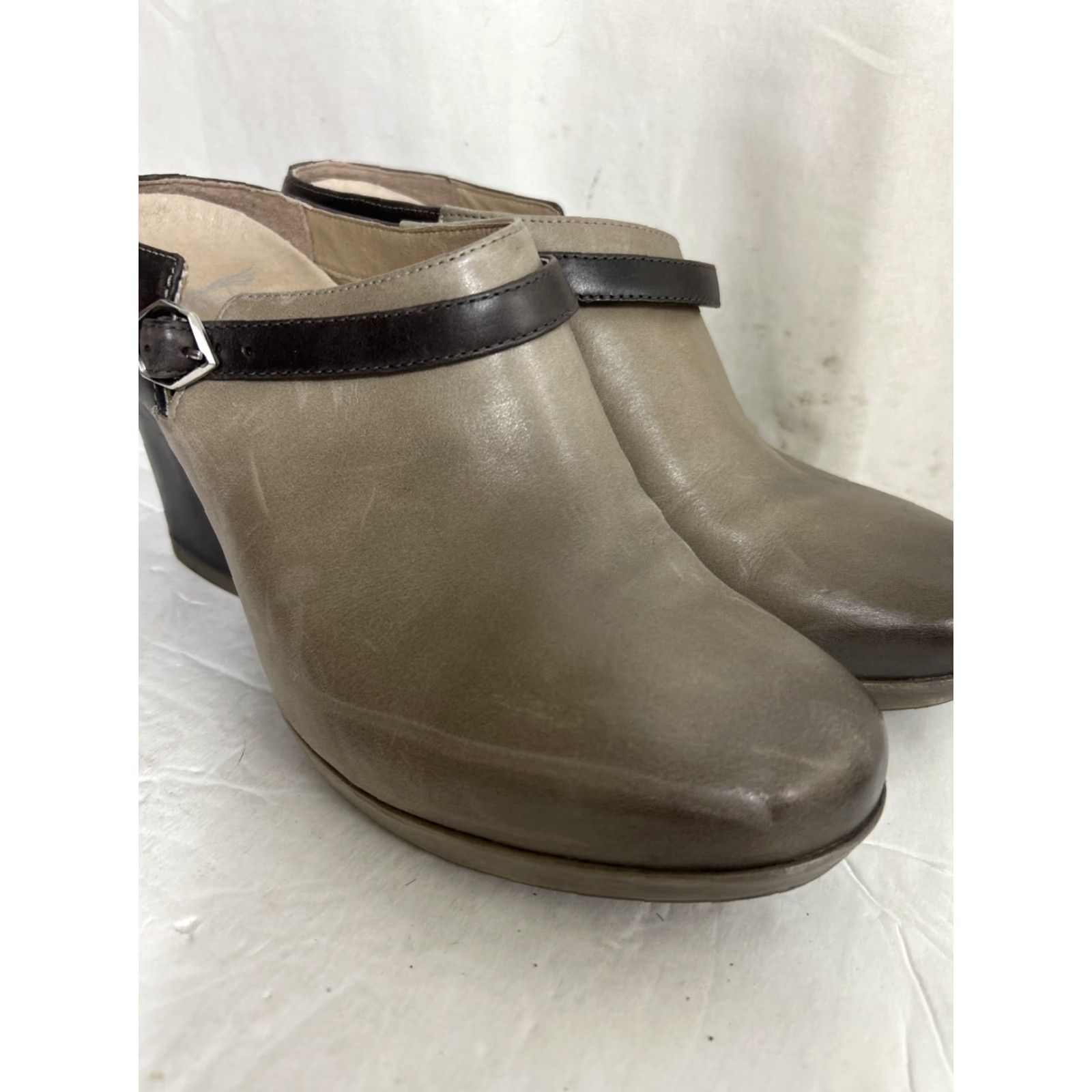 Dansko Dansko Malissa Leather Women's Mule Bootie Slip On Casual High Heel Stone Burnished Calf 40 US 9.5-10 Womens Medium Width Leather Breathable Cushioned Size ONE SIZE - 3 Thumbnail