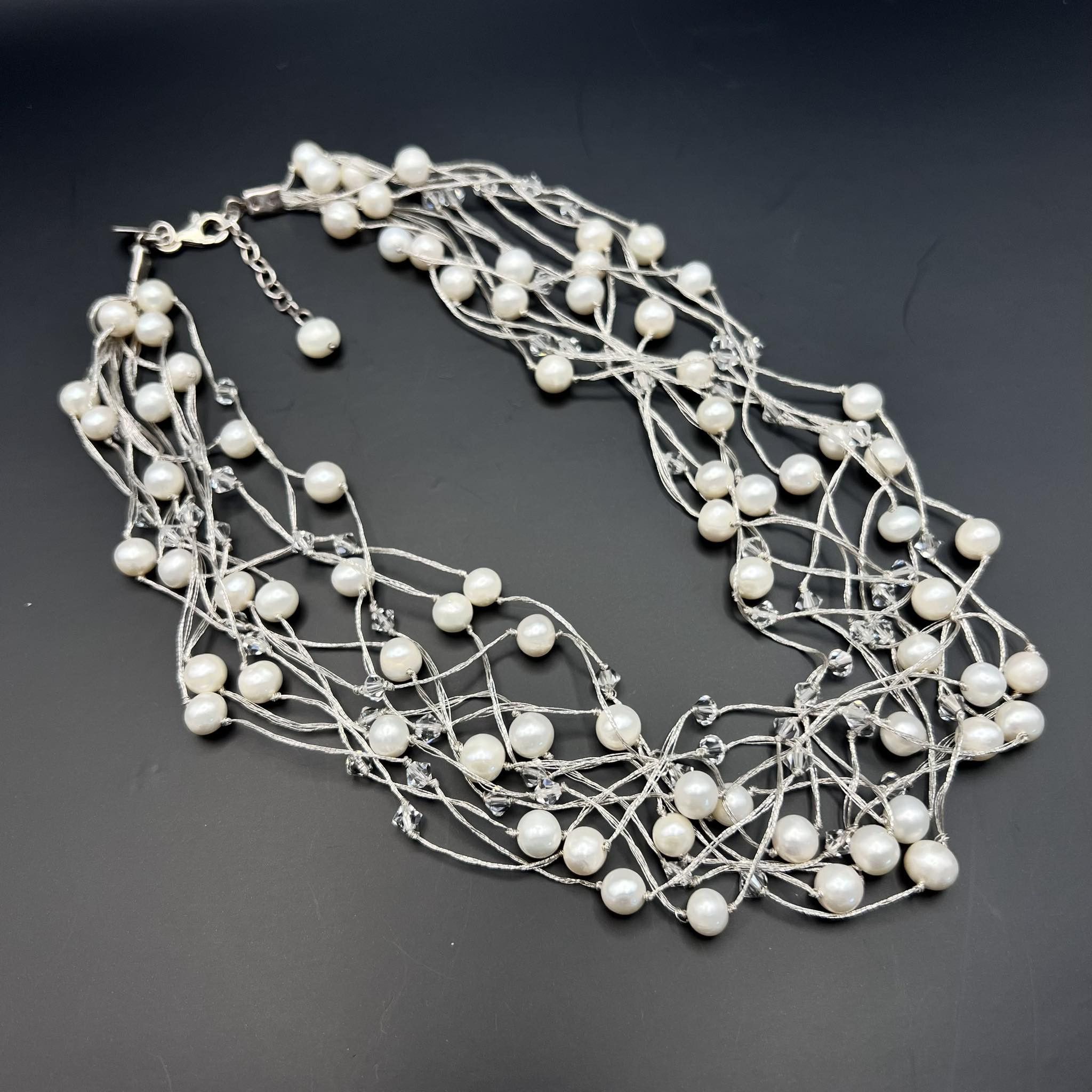 Sterling Silver Vintage Sterling Silver 925 Necklace Mother of Pearl Size ONE SIZE - 2 Thumbnail