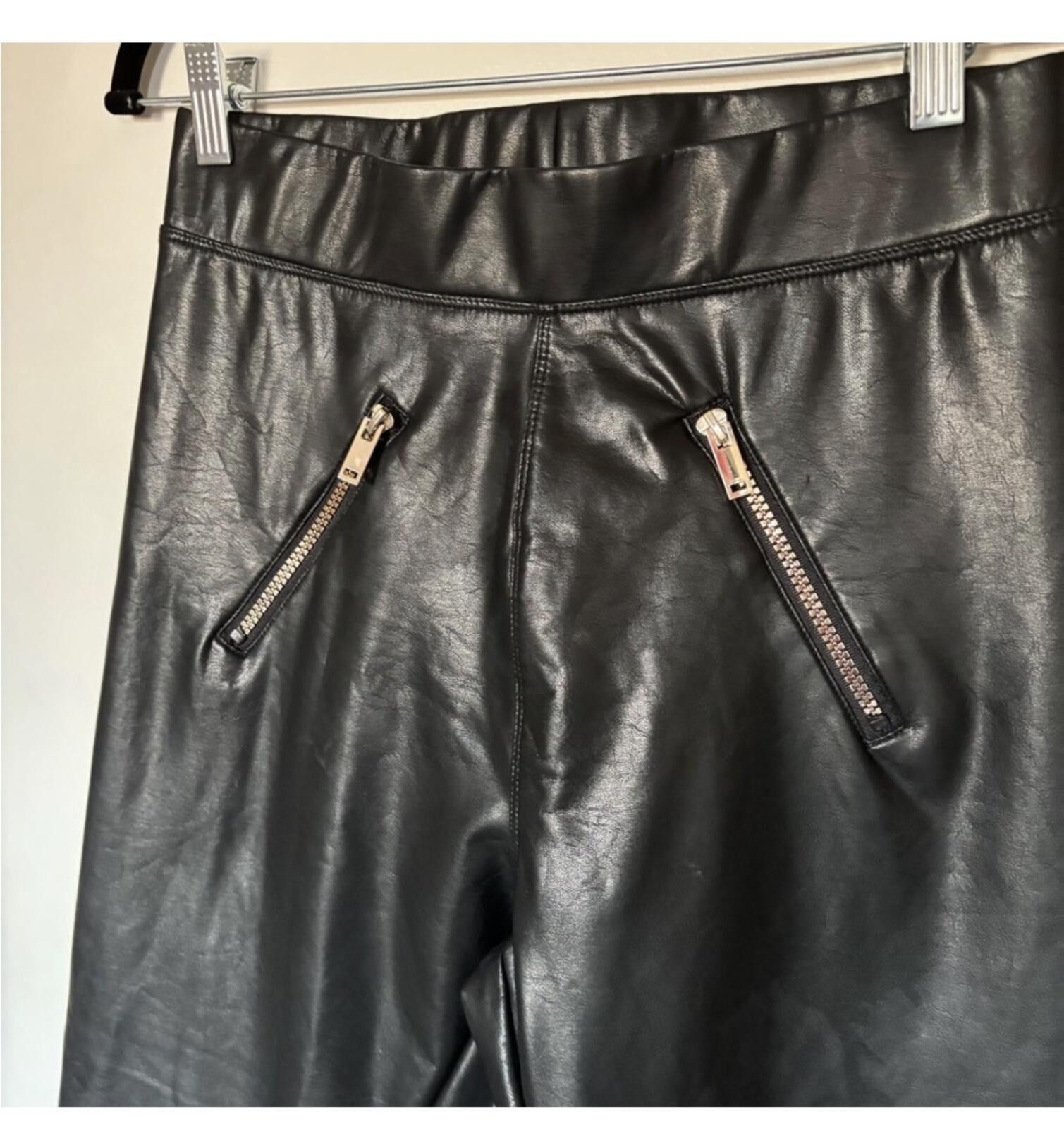 Other Ci SonobBlack Faux Leather leggings with Zipper Accents Size 36" / US 14 / IT 50 - 2 Thumbnail