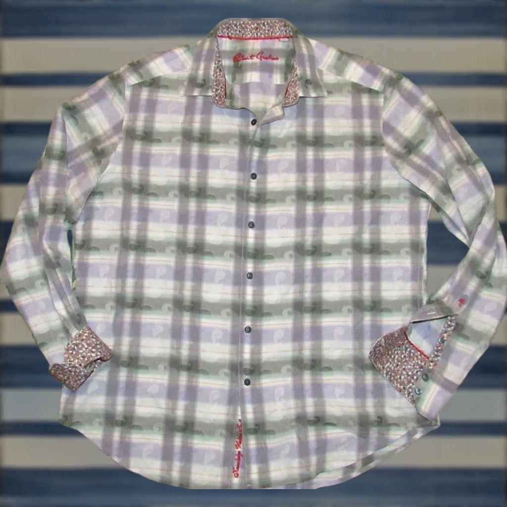 Robert Graham VINTAGE ROBERT GRAHAM Green Purple Paisley Long Sleeve Button Down Shirt XL Size US XL / EU 56 / 4 - 1 Thumbnail