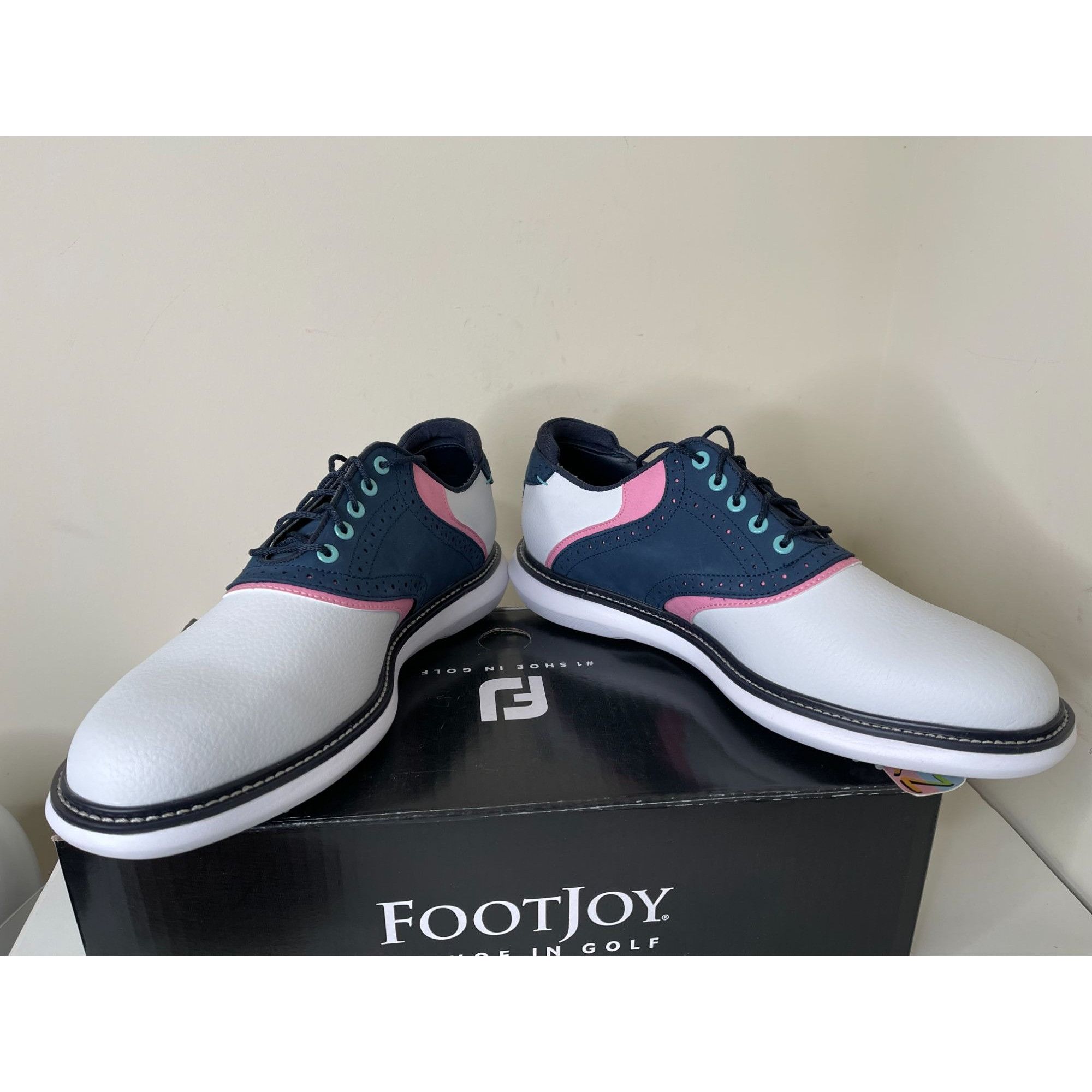 Footjoy Footjoy FJ Traditions Energy 57959 White Blue Pink Mens 9.5u Size US 9.5 / EU 42-43 - 4 Thumbnail