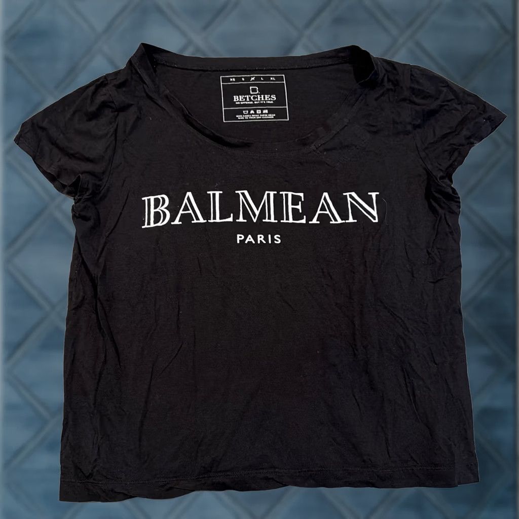 Balmain Betches Balmain Graphic T Shirt Women's Medium Black BALMEAN Logo Shirt Size M / US 6-8 / IT 42-44 - 1 Thumbnail