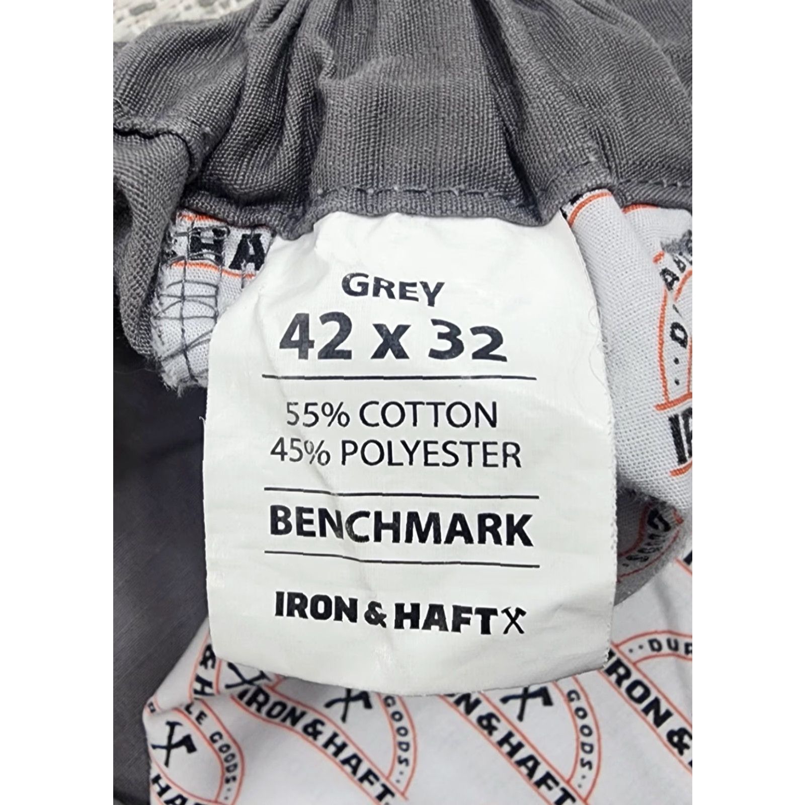 Vintage Iron & Haft Pants Mens 42x32 Cargo Workwear Utility Benchmark Pockets Gauge Gray Size US 42 / EU 58 - 4 Thumbnail