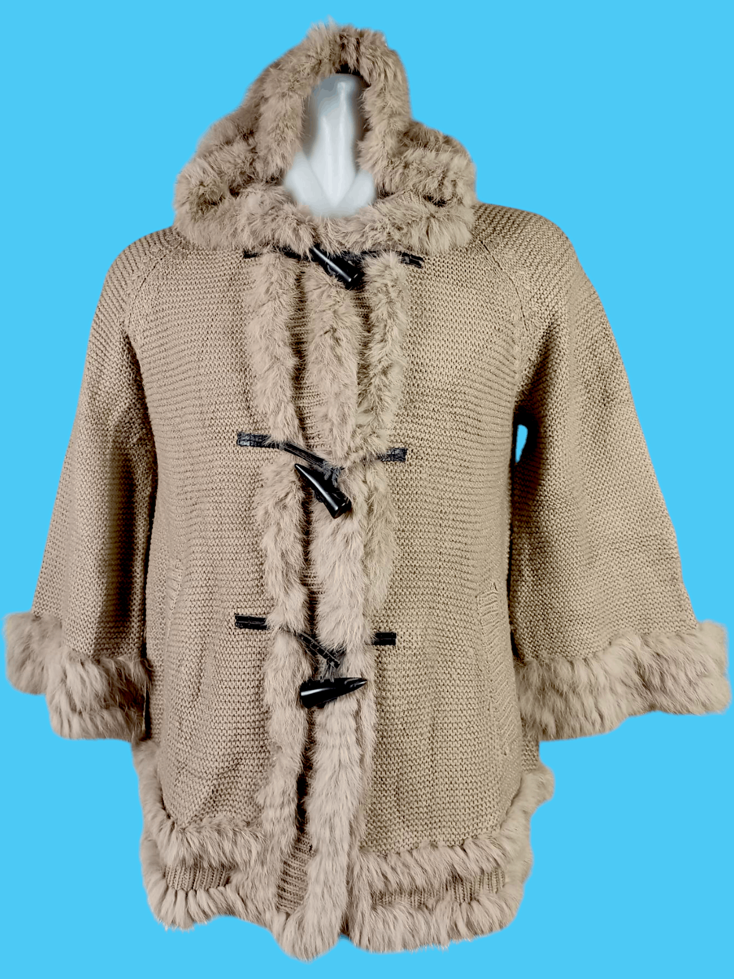 Japanese Brand × Le Grande Bleu (L.G.B.) VICKY Faux Fur Knit Toggle Design Mohair Duffle Jacket Size US L / EU 52-54 / 3 - 4 Thumbnail