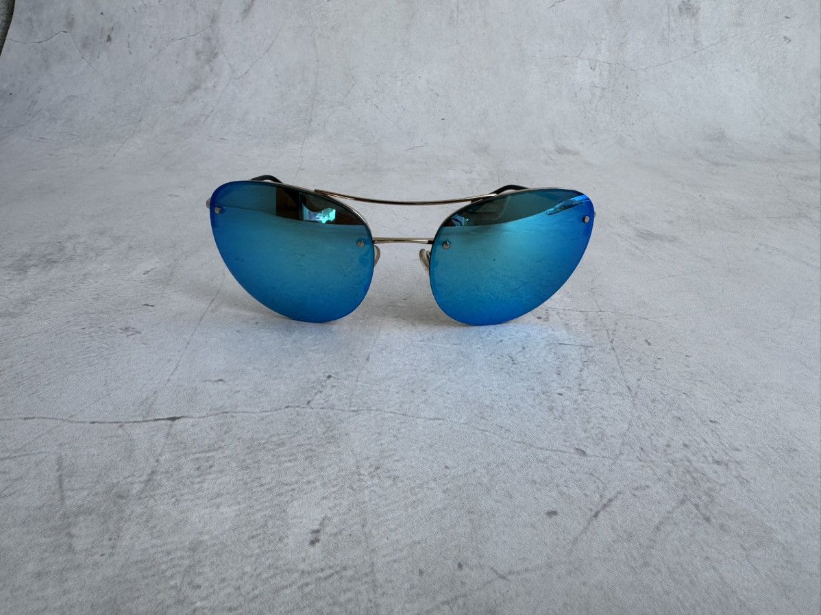 Prada Prada Sunglasses SPS 51R Rimless Shield Blue Mirror Size ONE SIZE - 3 Thumbnail