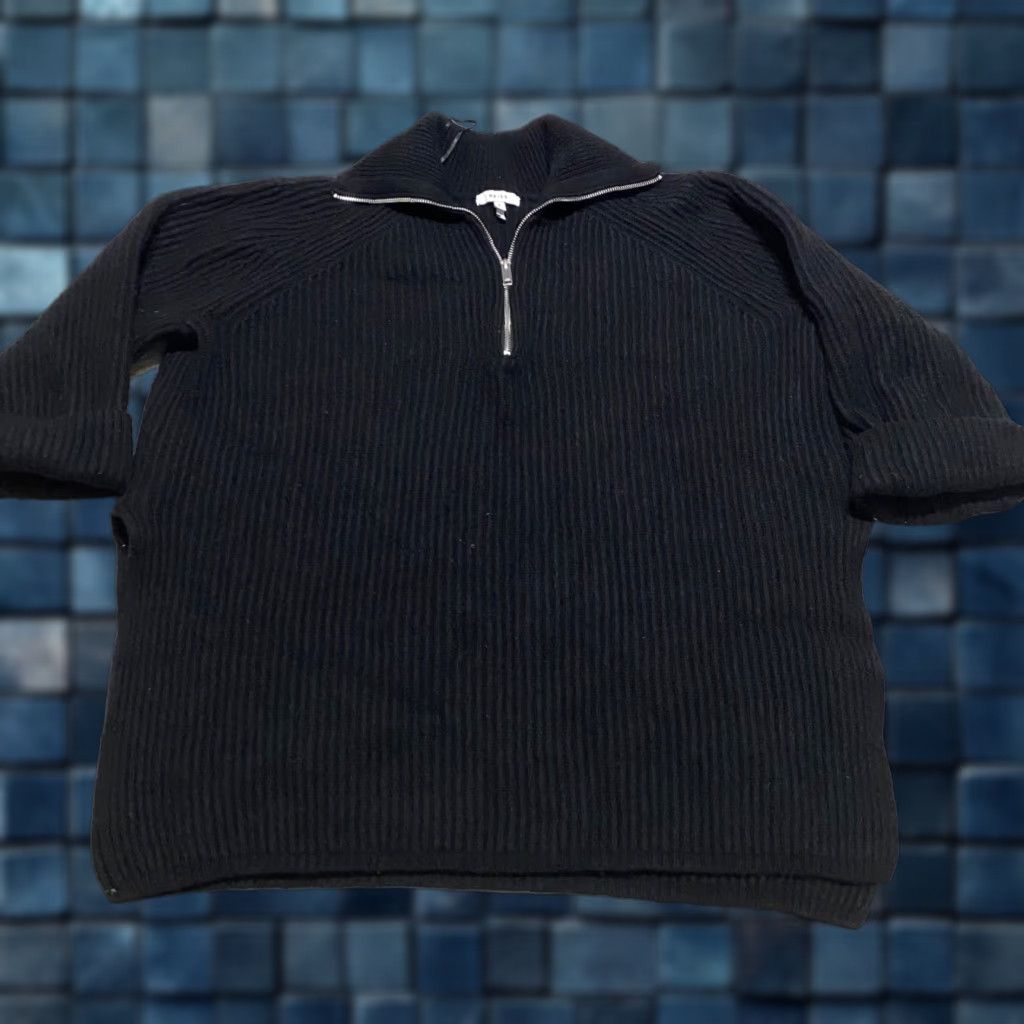 Reiss Reiss Sweater Women's L Black Ribbed Zip Pullover 1/4 Zip V-Neck Long Sleeve Knit Casual Winter Fall 3/4 Sleeve? Size L / US 10 / IT 46 - 1 Thumbnail