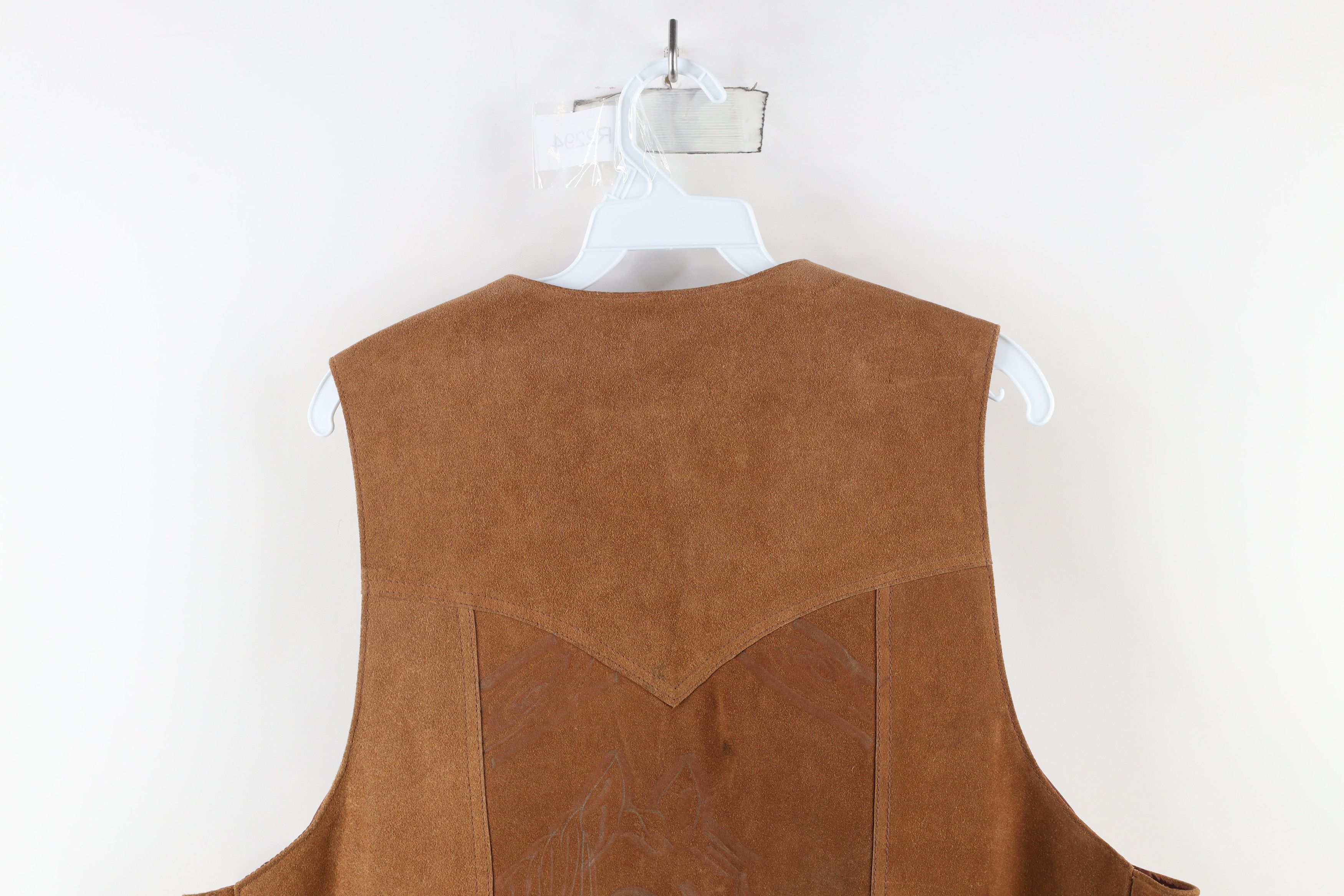 Vintage Vintage 70s Streetwear Horse Suede Leather Vest Jacket USA Size US XL / EU 56 / 4 - 16 Thumbnail