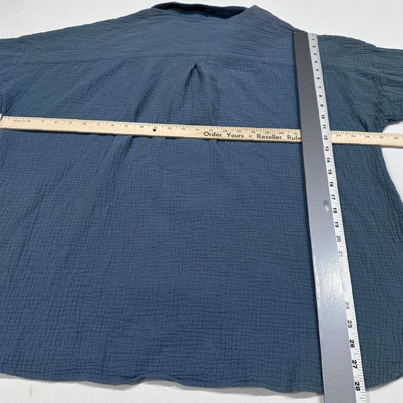 Soft Surroundings Soft Surroundings Shirt Womens 2X Green Tunic Oversized Cotton Relaxed Button-Up Collared Long Sleeve Minimalist Lagenlook Casual Travel Size XXL / US 16-18 / IT 52-54 - 6 Thumbnail