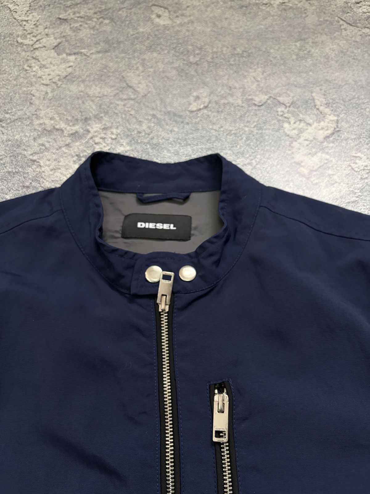 Diesel Diesel Blue Nylon Biker Bomber Jacket XL Cafe Racer Full Zip Size US XL / EU 56 / 4 - 5 Thumbnail