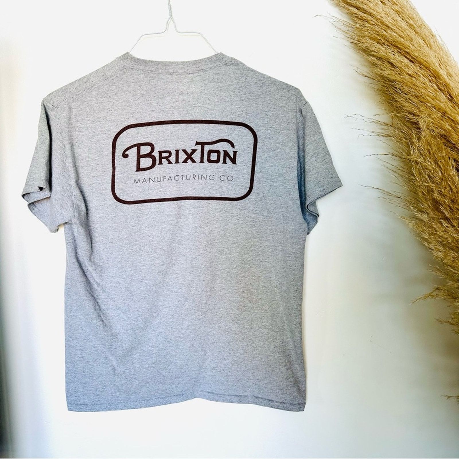 Brixton BRIXTON Heather Grey Brown Logo Short Sleeve Tee T Shirt Top Size US M / EU 48-50 / 2 - 5 Thumbnail