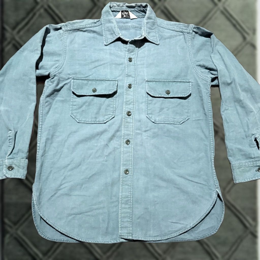 Vintage VINTAGE Woolrich Shirt Men Blue Patch Pockets Long Sleeve Button-Up Large Distressed Size US L / EU 52-54 / 3 - 1 Thumbnail