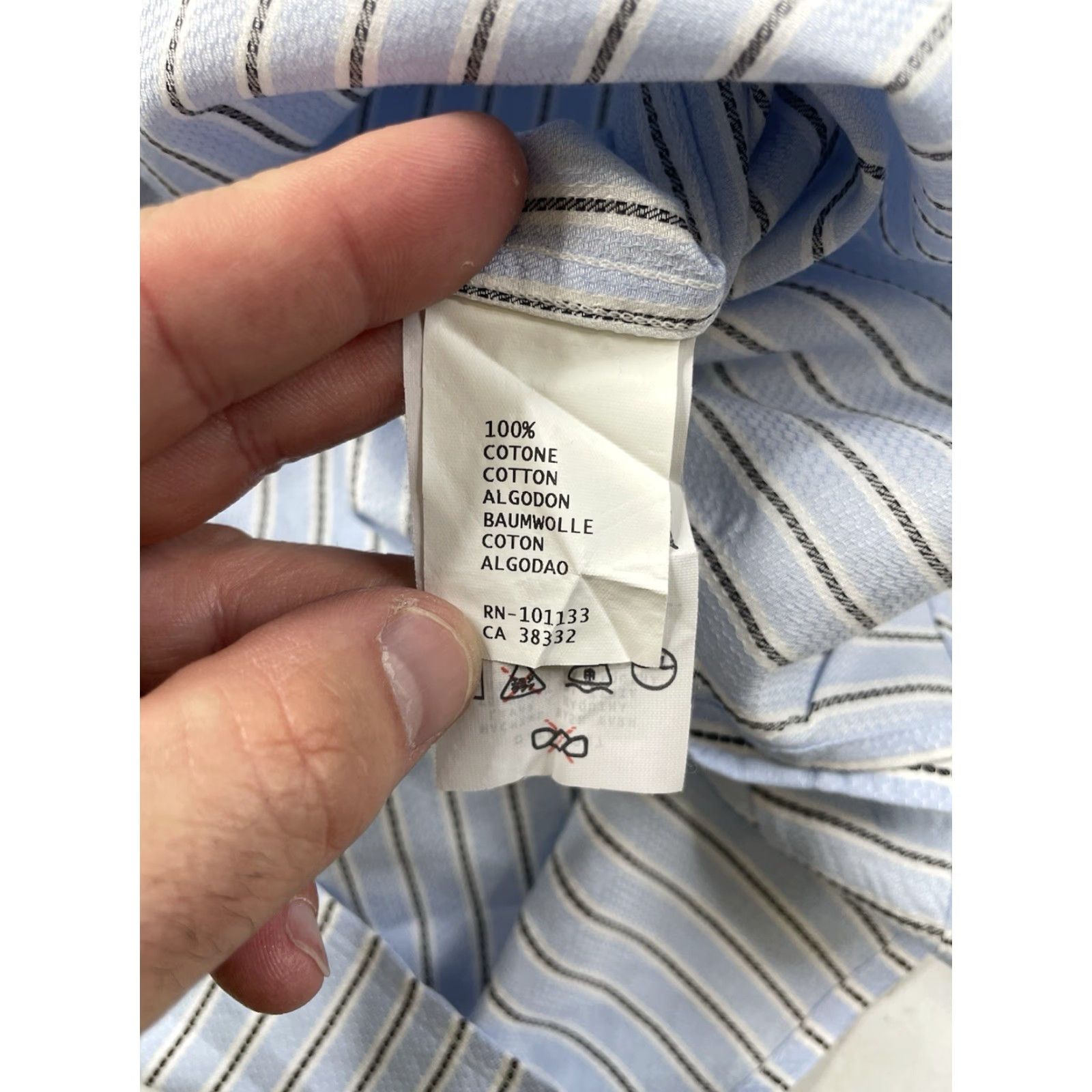Ermenegildo Zegna Ermenegildo Zegna Dress Shirt Blue Striped Long Sleeve Mens Large Regular Fit Button Up Shirt Size 42R - 7 Thumbnail