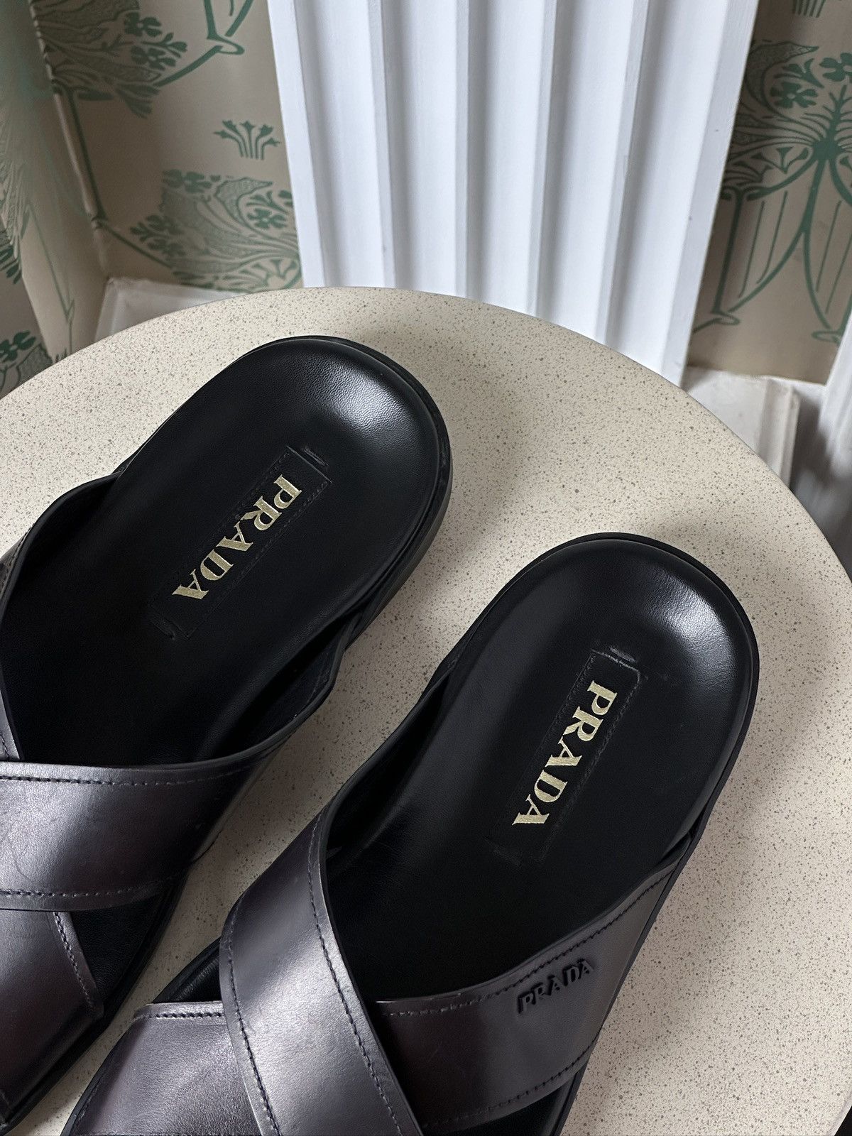 Prada RPADA Sandals Saffiano Leather Black Size: US 9/ EU 43 Size US 9 / EU 42 - 7 Thumbnail