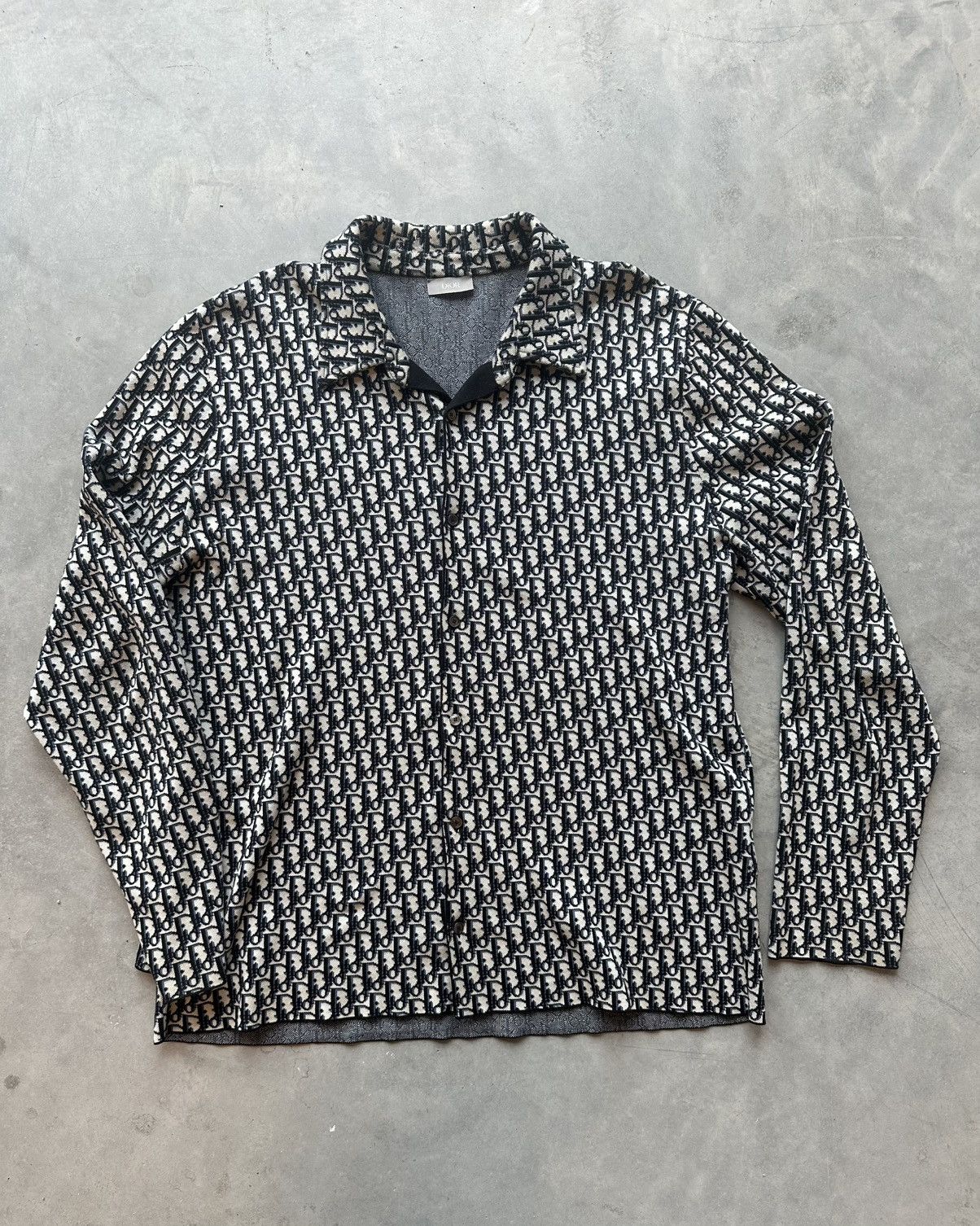 Dior Dior oblique jacquard print button up navy white Size US XXL / EU 58 / 5 - 1 Thumbnail