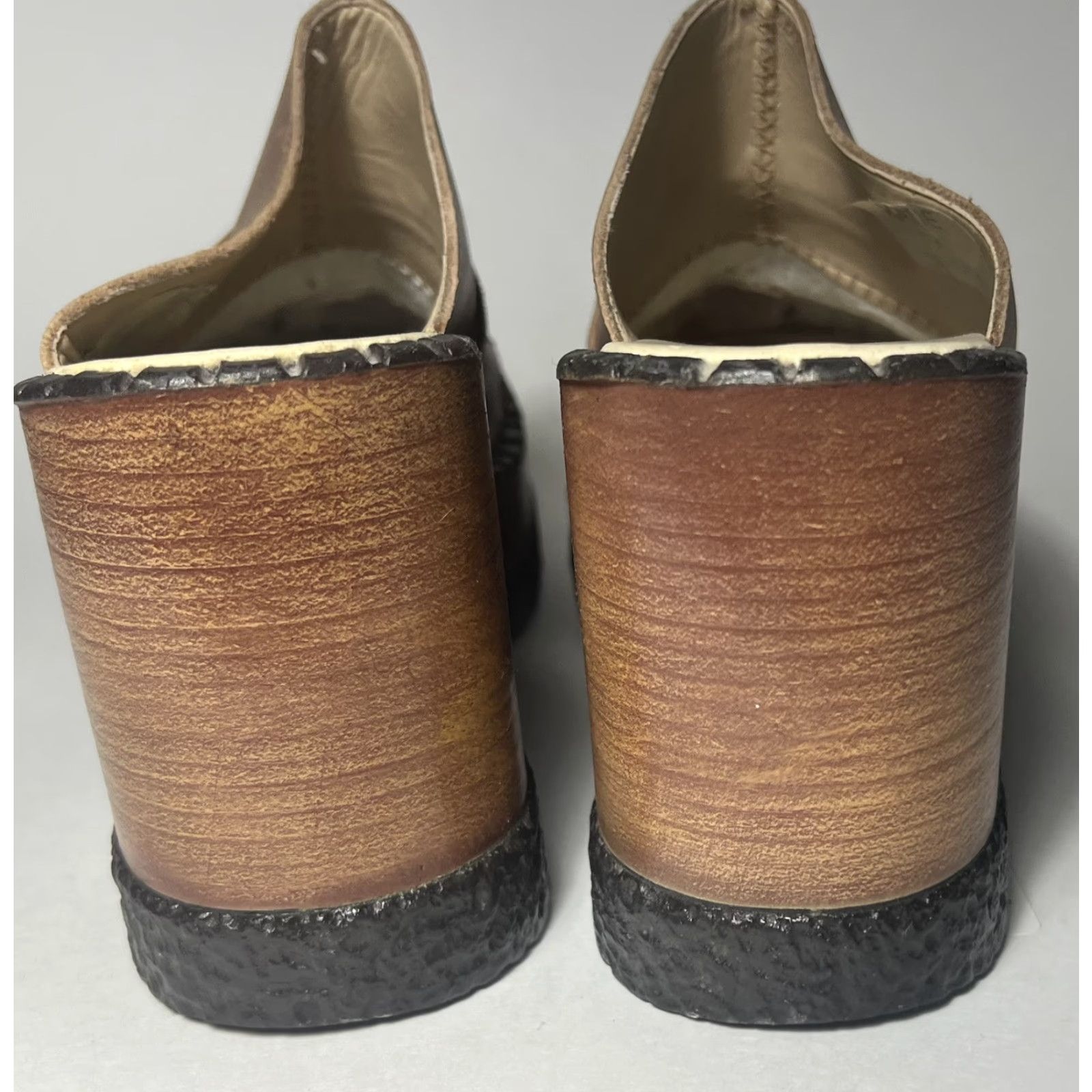 Vintage VINTAGE London Underground Leather Wood Platform Chunky Clogs 7 Women Boot Brown 90s Wedge Platform Slips On Buckle Leather Upper US 7 Size US 7 / IT 37 - 7 Thumbnail