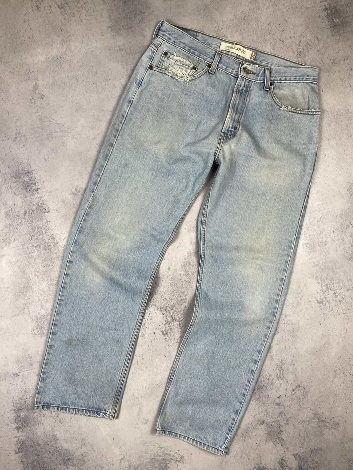 Levi's × Vintage Vintage Levis 505 Regular Fit Dissected Blue Denim Jeans Size US 34 / EU 50 - 8 Thumbnail
